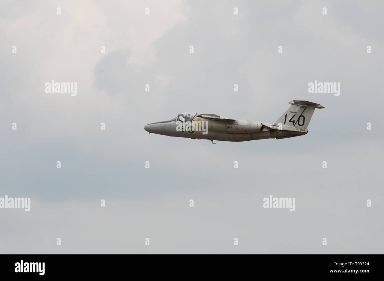 Saab 105 is a Swedish high-wing, cold war trainer aircraft Stock Photo