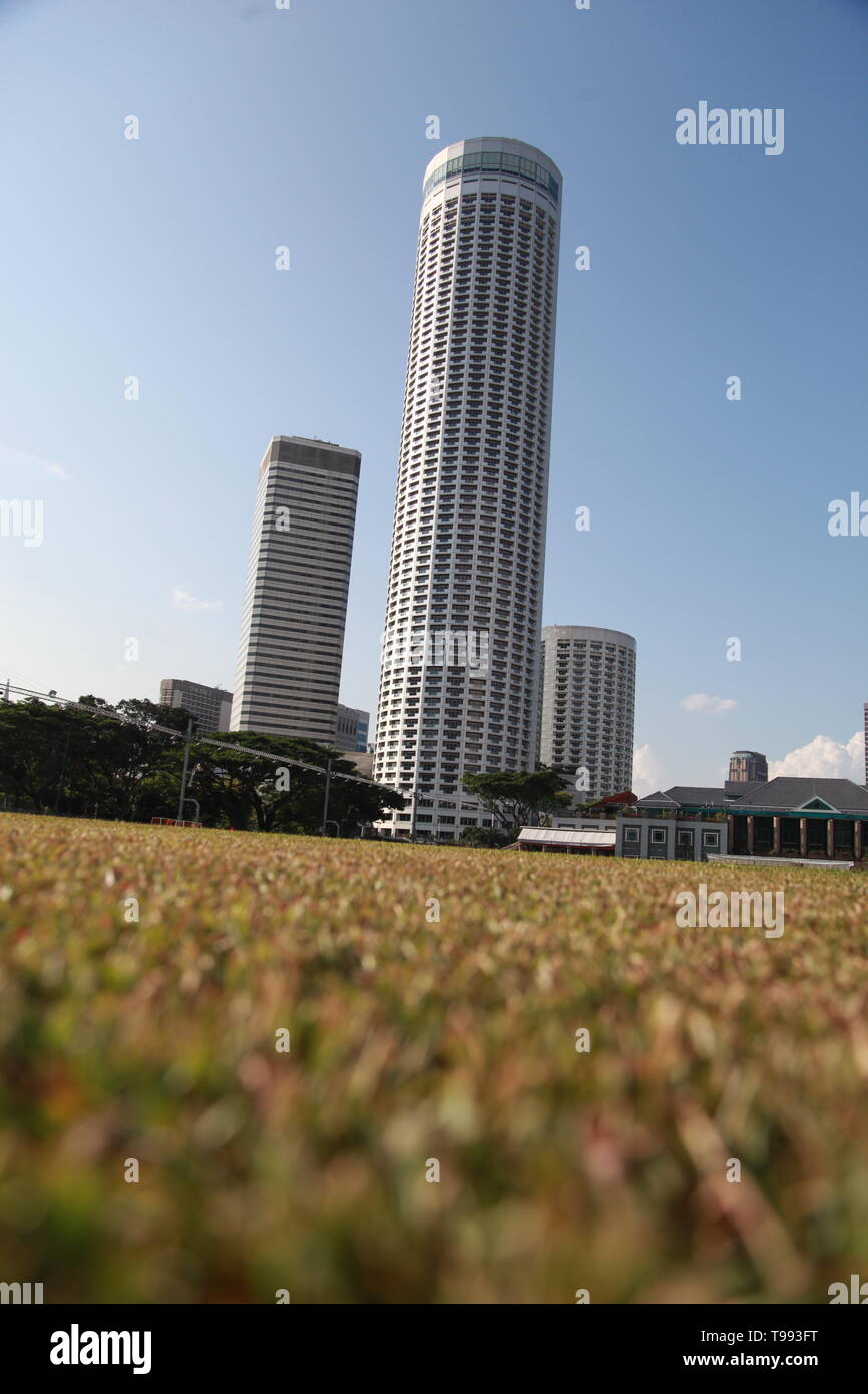 Padang Cricket Ground, Singapore,Padang Field. Singapore Cricket Club Stock Photo