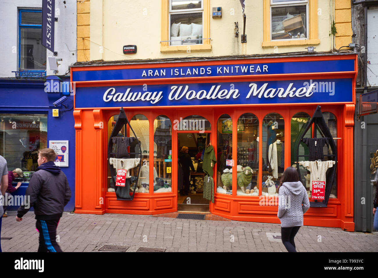 Aran Islands knitwear shop in the centre of Galway Stock Photo