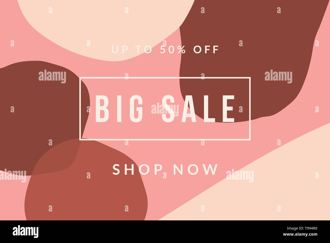Organic Abstract Shapes In Cream And Brown On Pink Background With