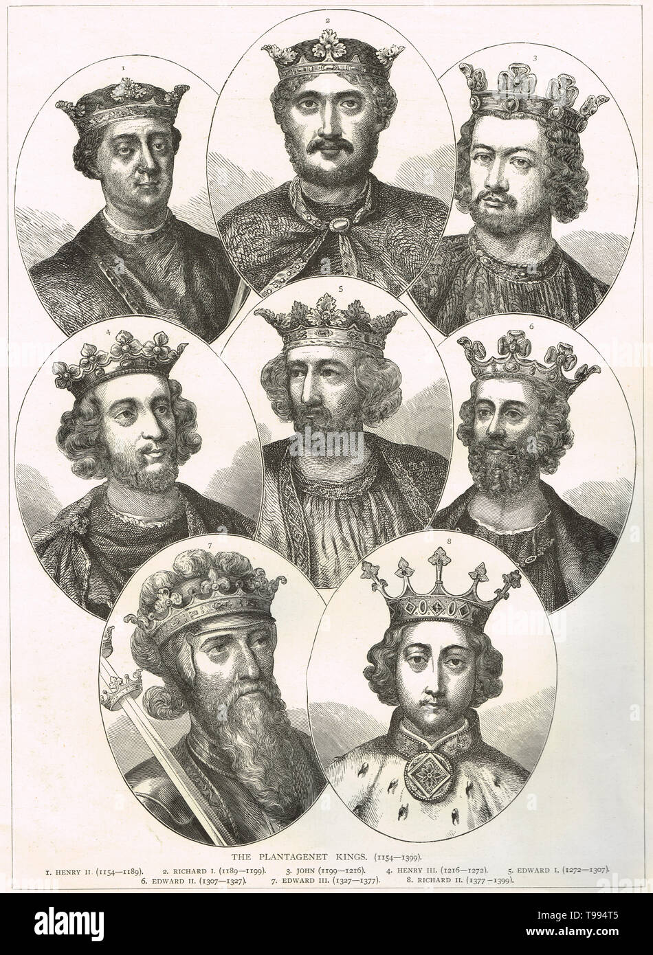 Plantagenet Kings of England,1154-1399 Stock Photo
