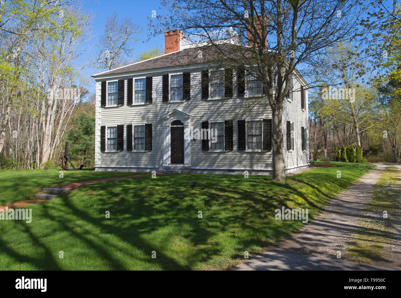 The Elijah Cobb house in Brewster, Massachusetts, USA - a Cape Cod sea captain's home built in 1799 and preseved by the Brewster Historical Society. Stock Photo