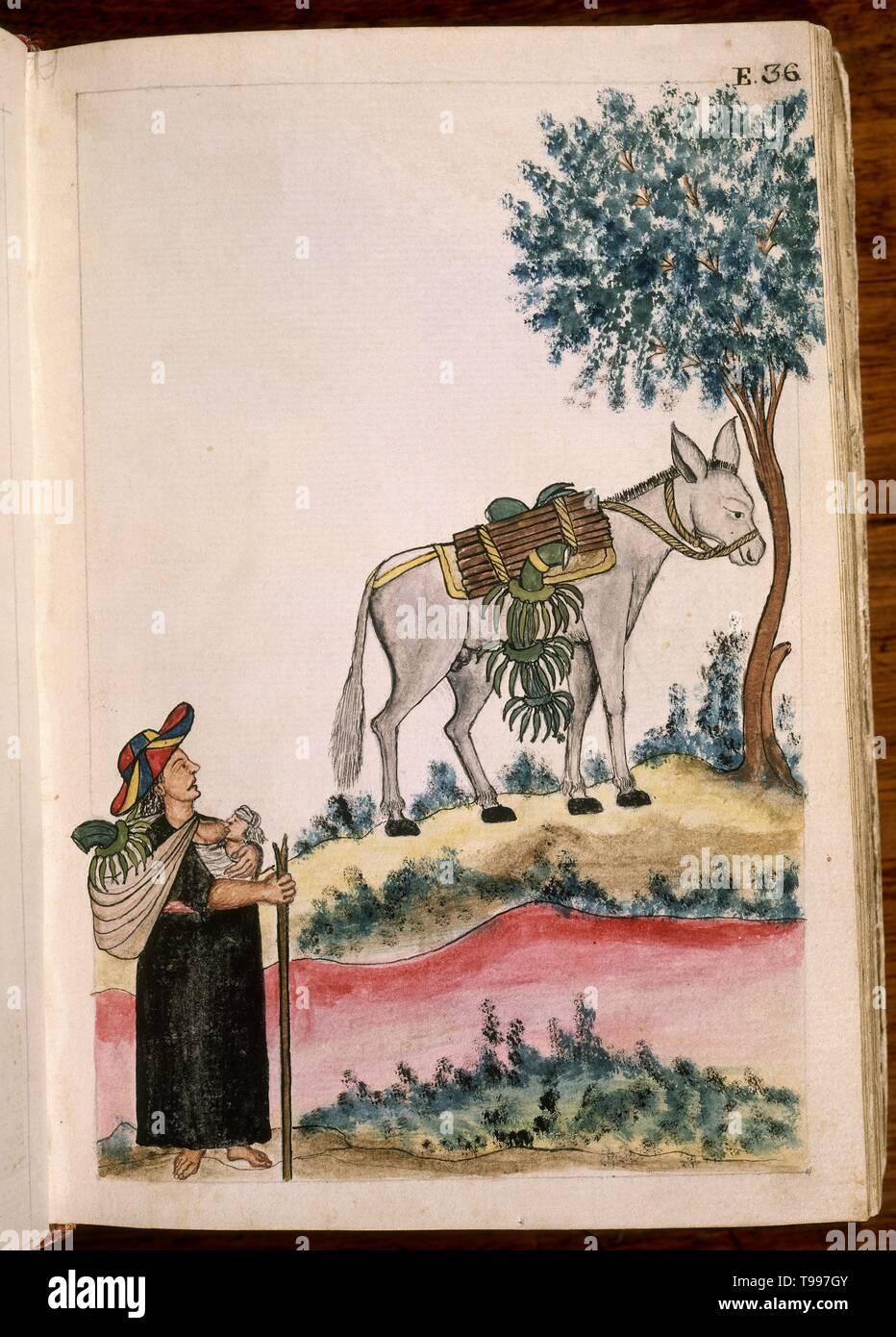 Codice Trujillo Del Peru Tomo Ii E 36 India De Moiobamba Cargando Platanos Y Dando De Mamar A Su Bebe Acuarela Siglo Xviii Author Martinez Companon Baltasar Location