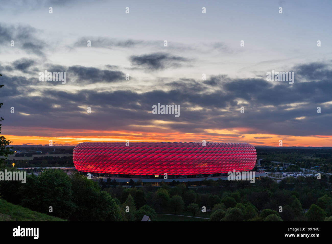 Arena in Munich by beautiful Sunset Stock Photo