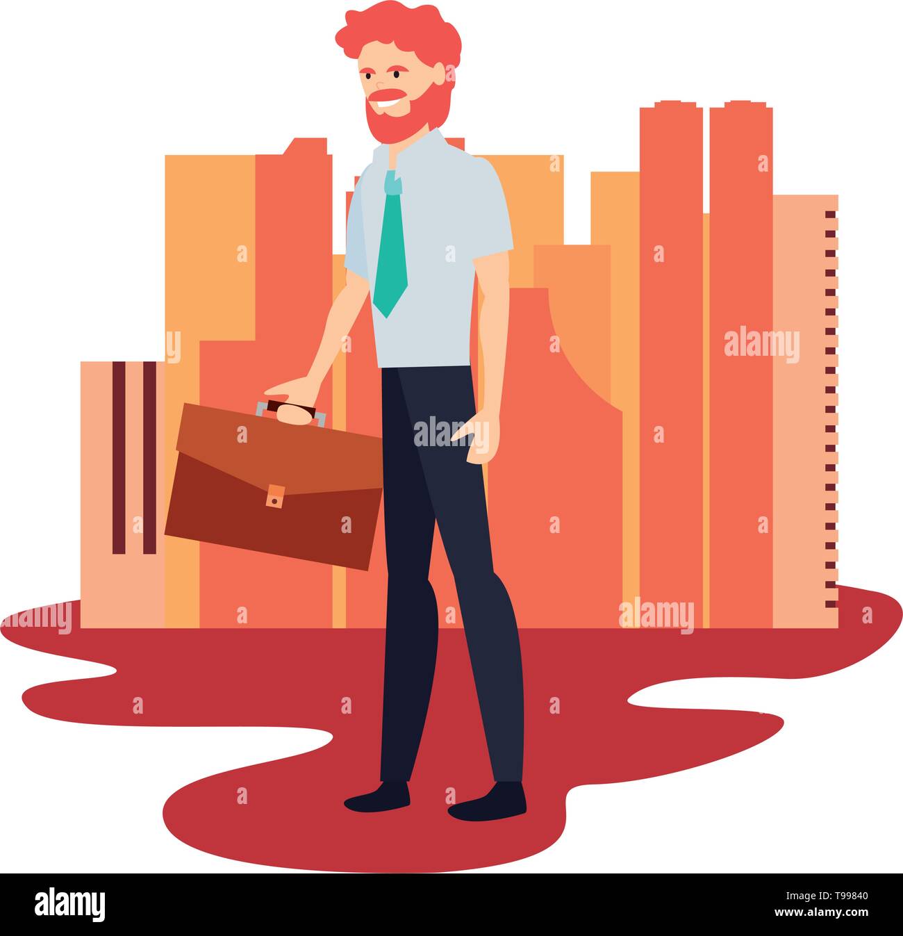 businessman standing city street background vector illustration Stock ...