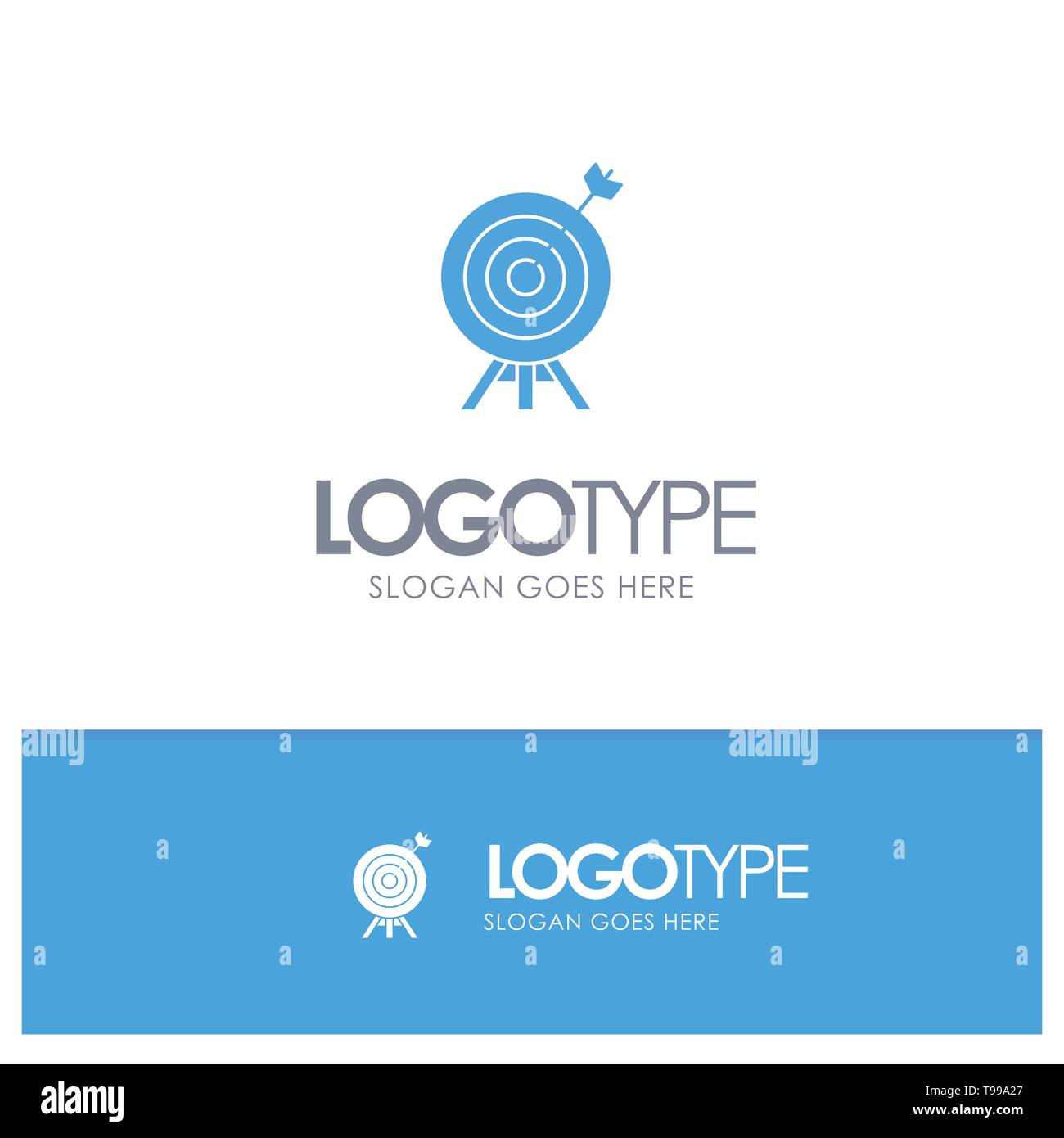 Target, Archery, Arrow, Board Blue Solid Logo with place for tagline