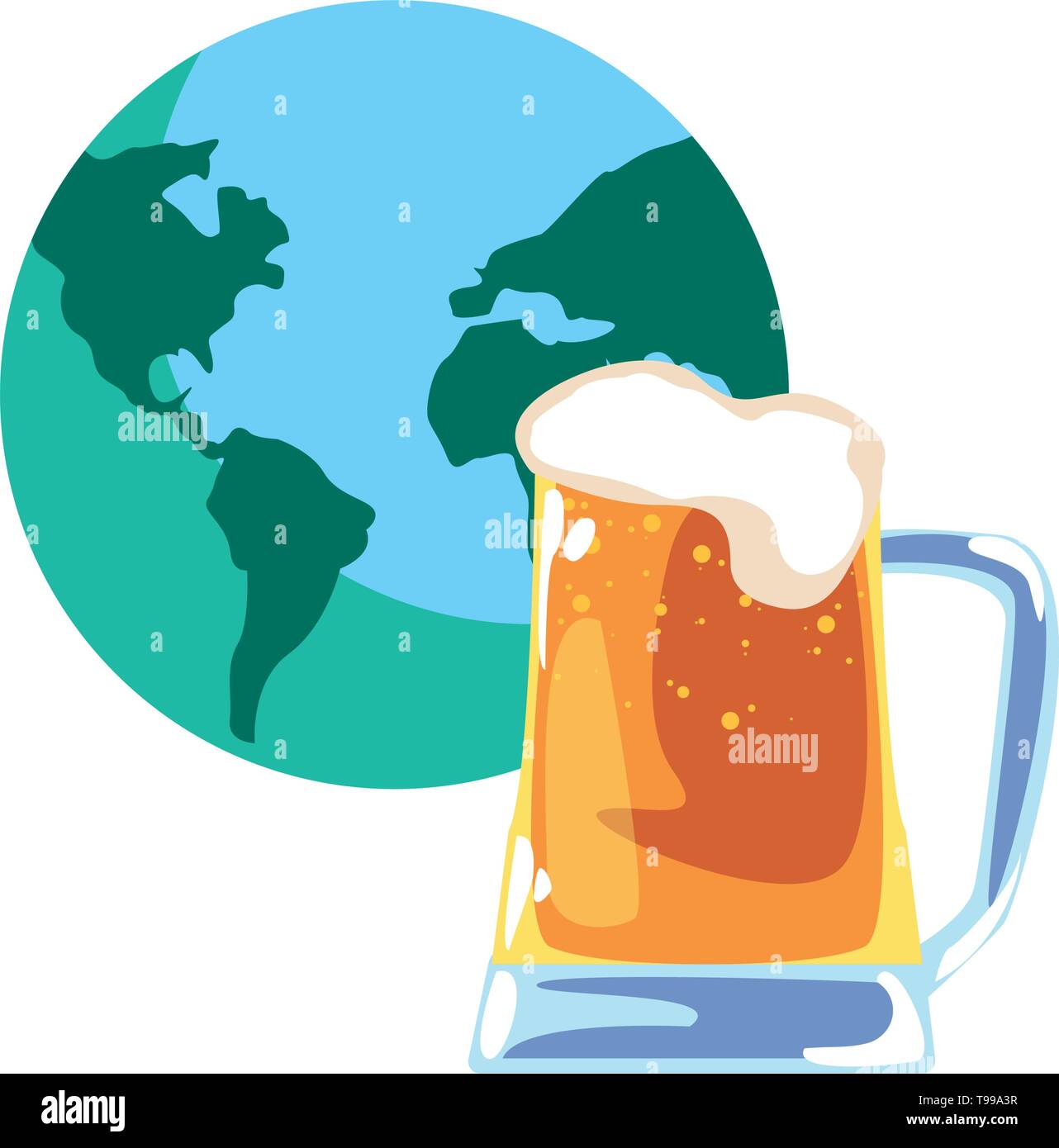 world beer celebration happy fathers day vector illustration Stock ...