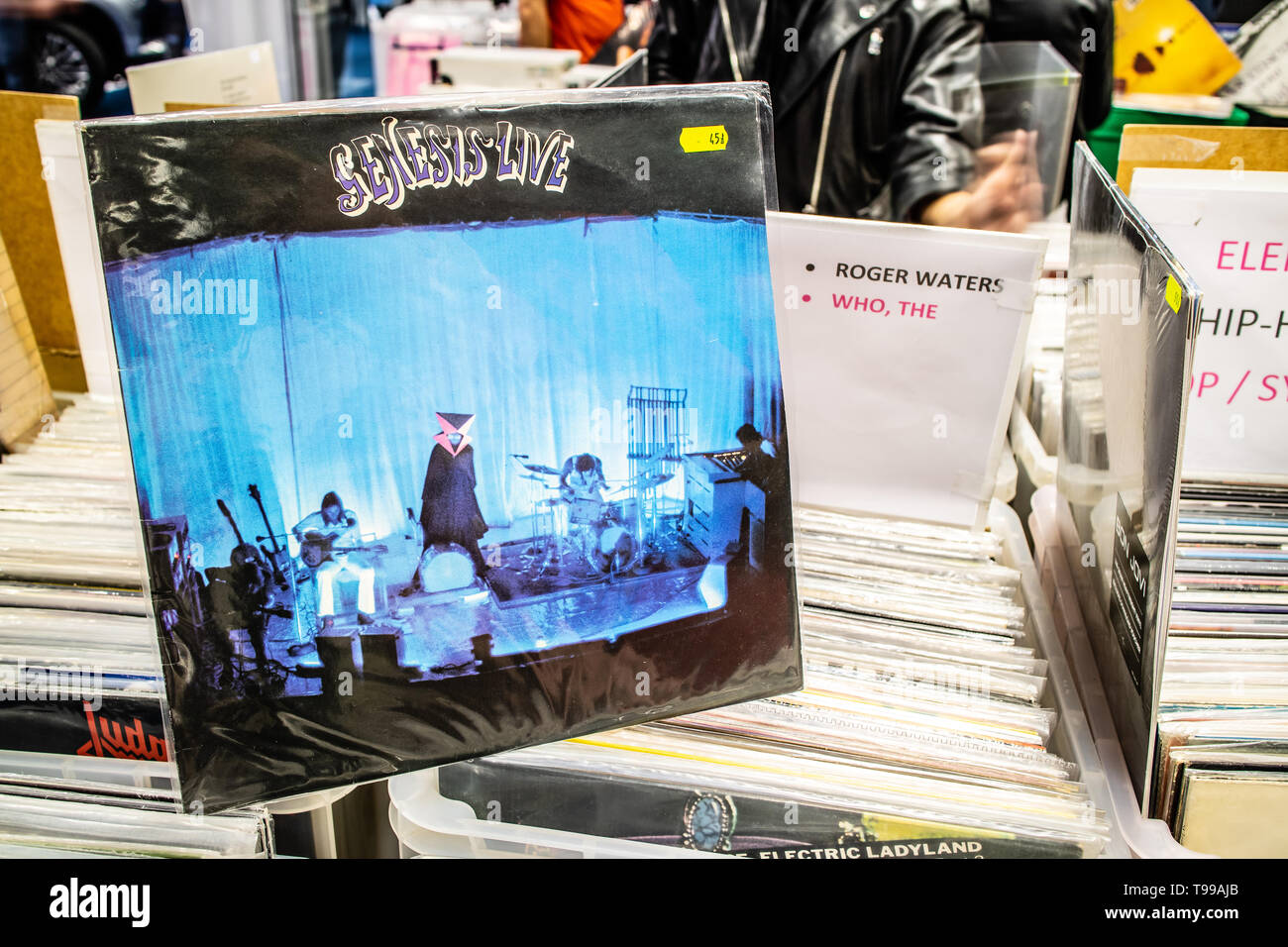 Nadarzyn, Poland, May 11, 2019: Genesis vinyl album on display for sale,  Vinyl, LP, Album, Pop Rock, English rock band, collection of Vinyl in back  Stock Photo - Alamy