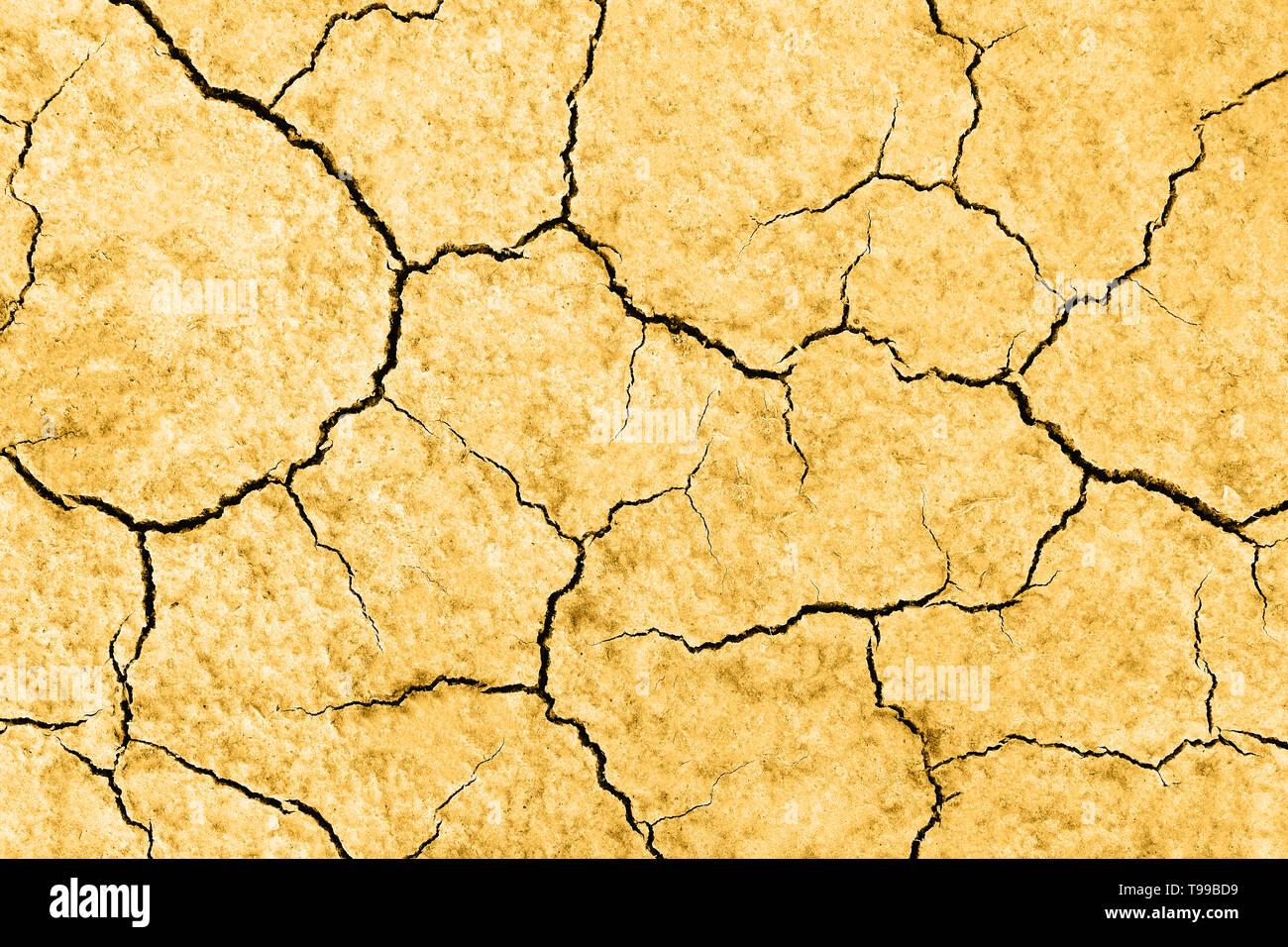 Waterless planet. Dry yellow cracked earth. Hot climate and drought ...