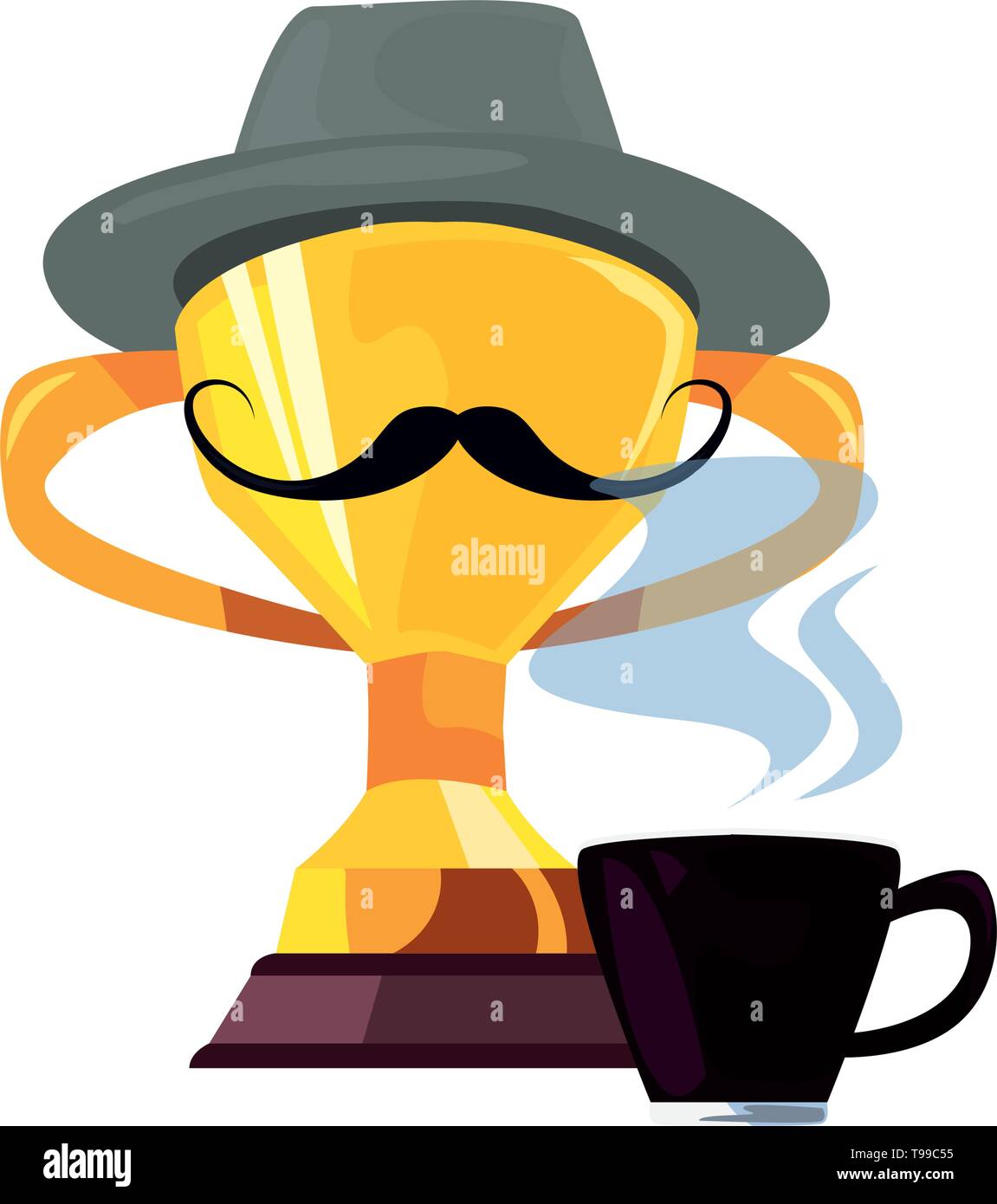 award coffee cup mustache hat happy fathers day vector illustration ...