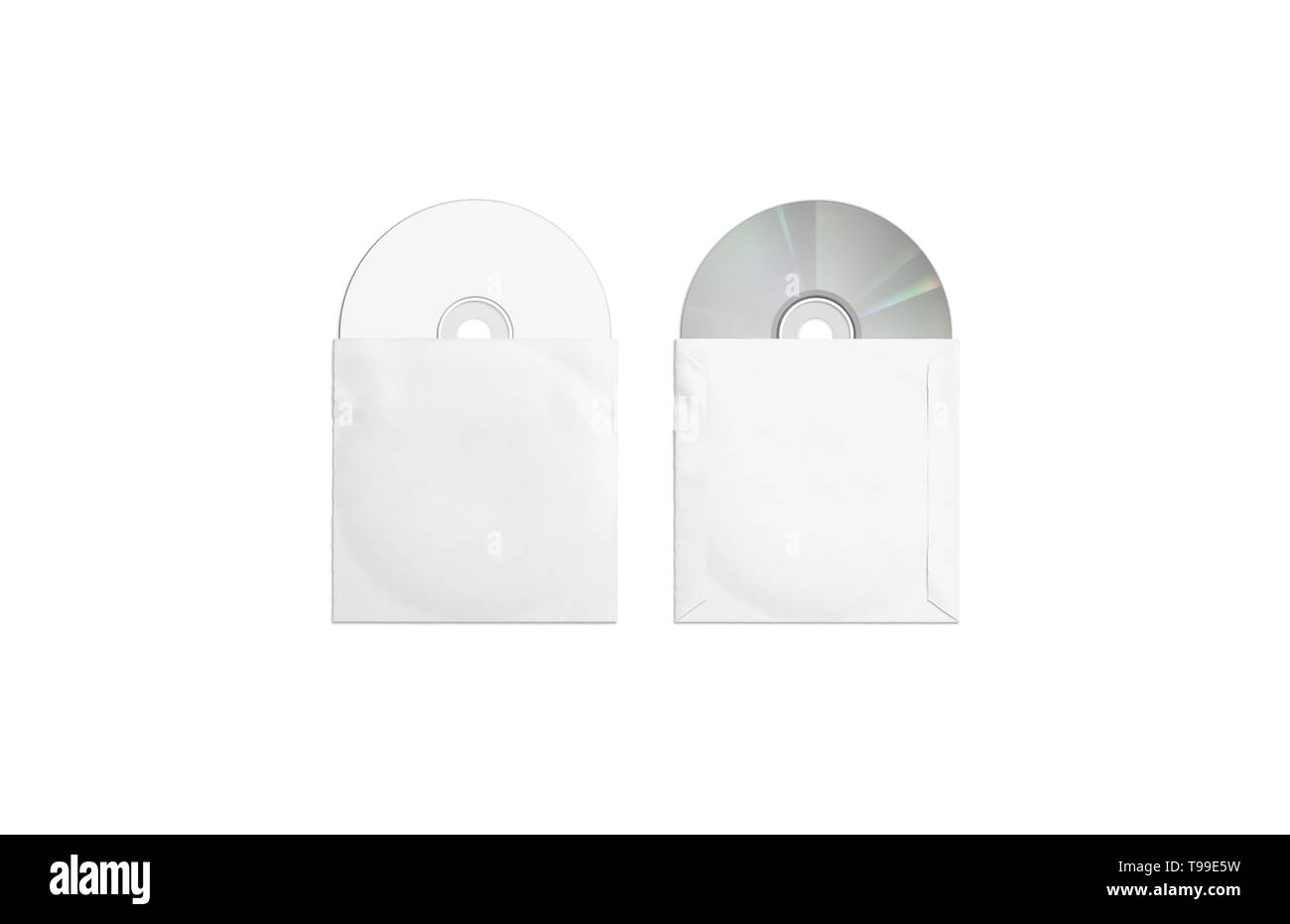 Blank white compact disks packaging mockup, top and back side, isolated