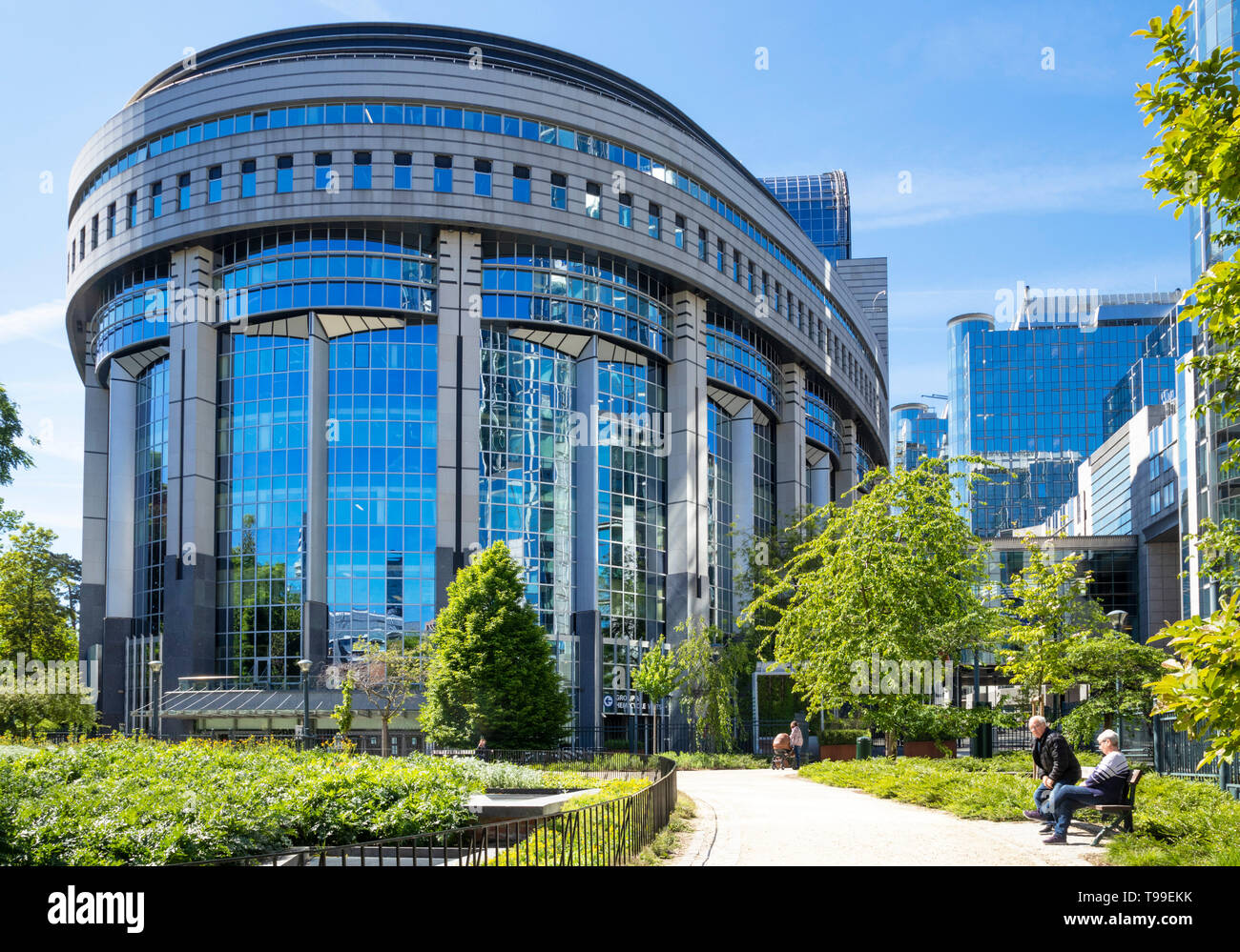 European Parliament building Brussels ,the hemicycle, Eu Parliament, Parc Leopold, Leopold park, Brussels,Belgium,Eu,Europe Stock Photo