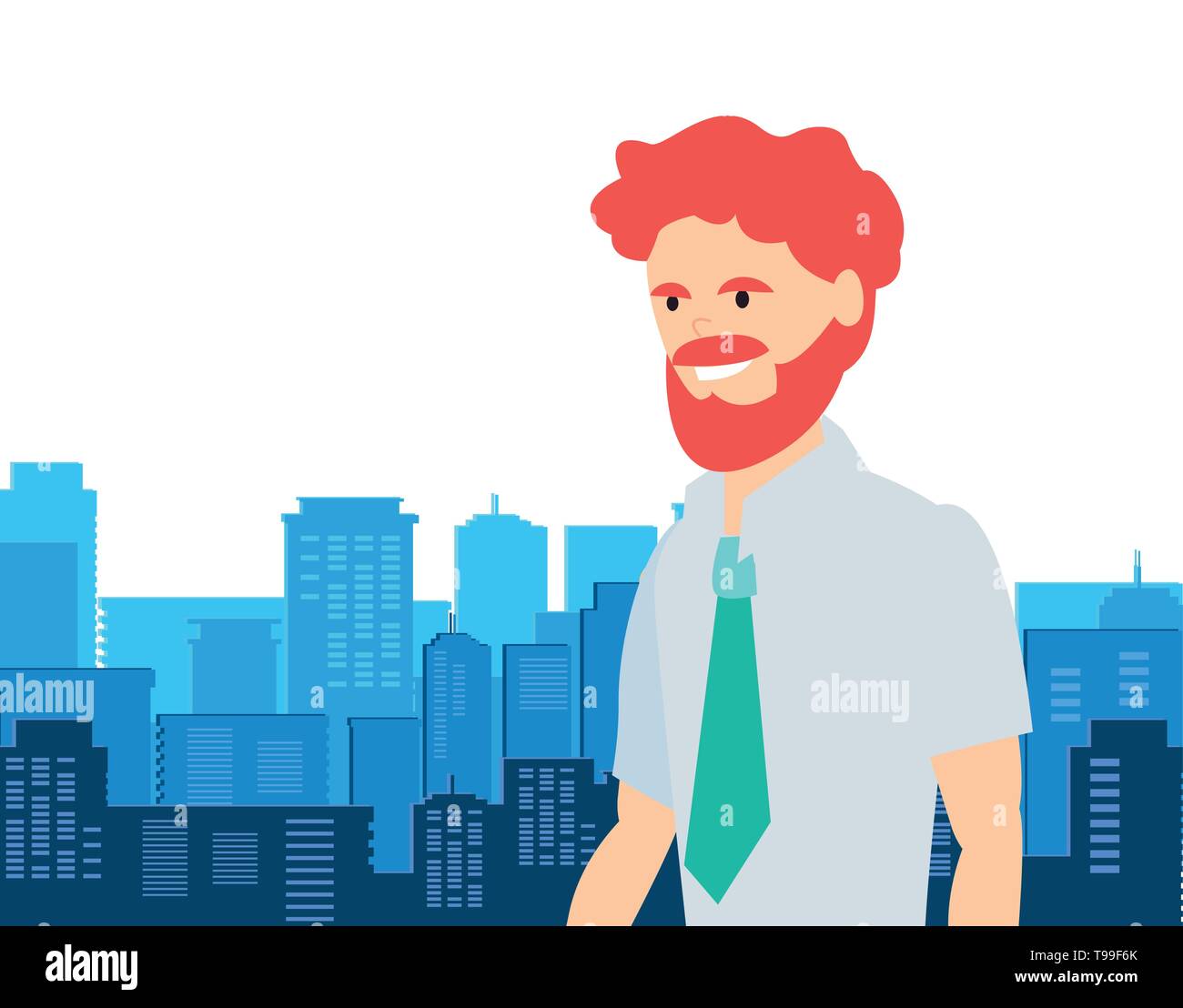 businessman portrait city street background vector illustration Stock ...