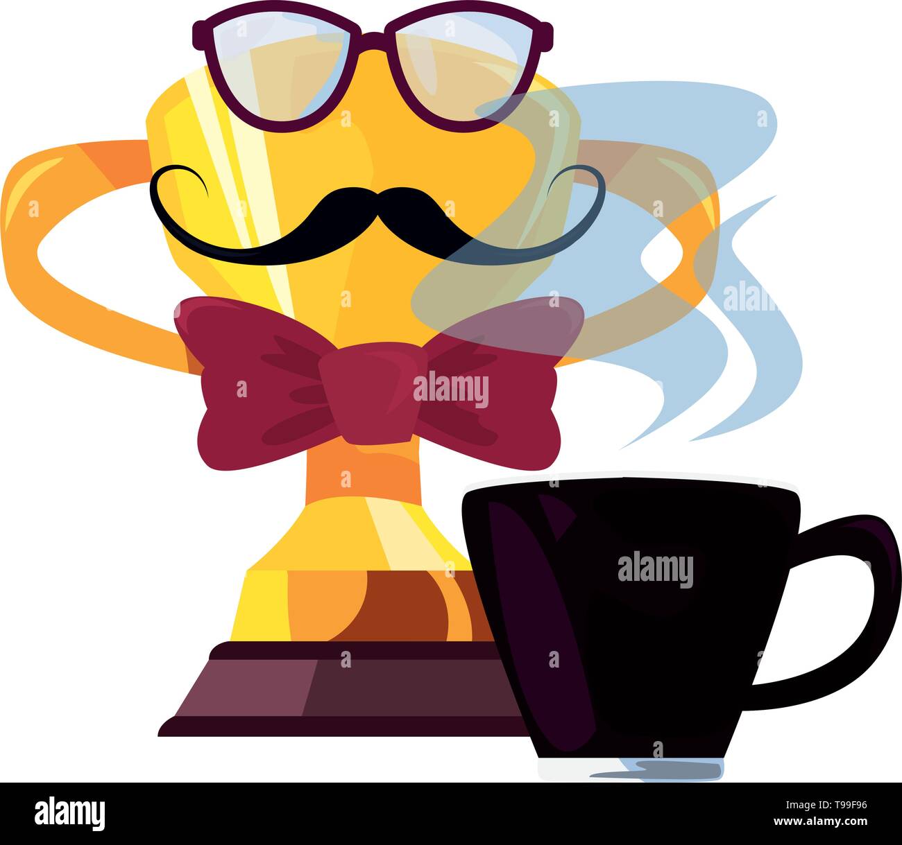 coffee cup eyeglasses trophy mustache happy fathers day vector ...
