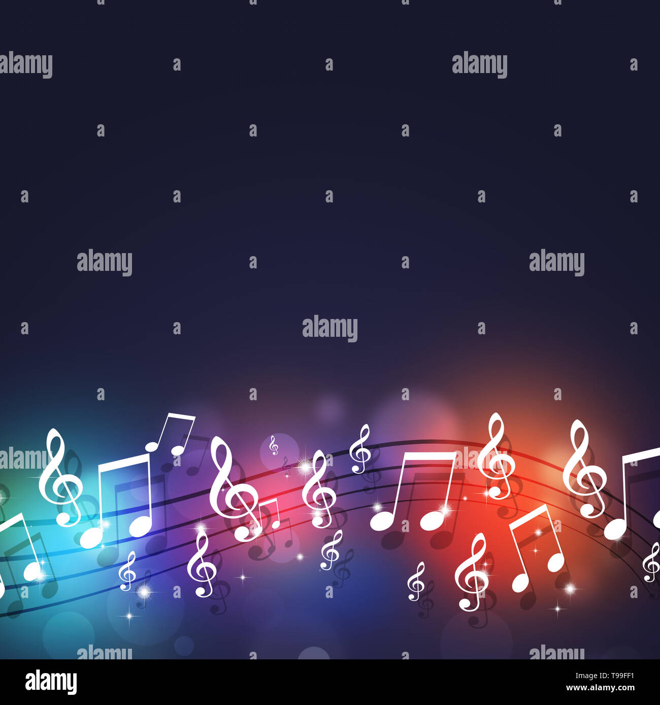 noise party background with multicolor music notes Stock Photo