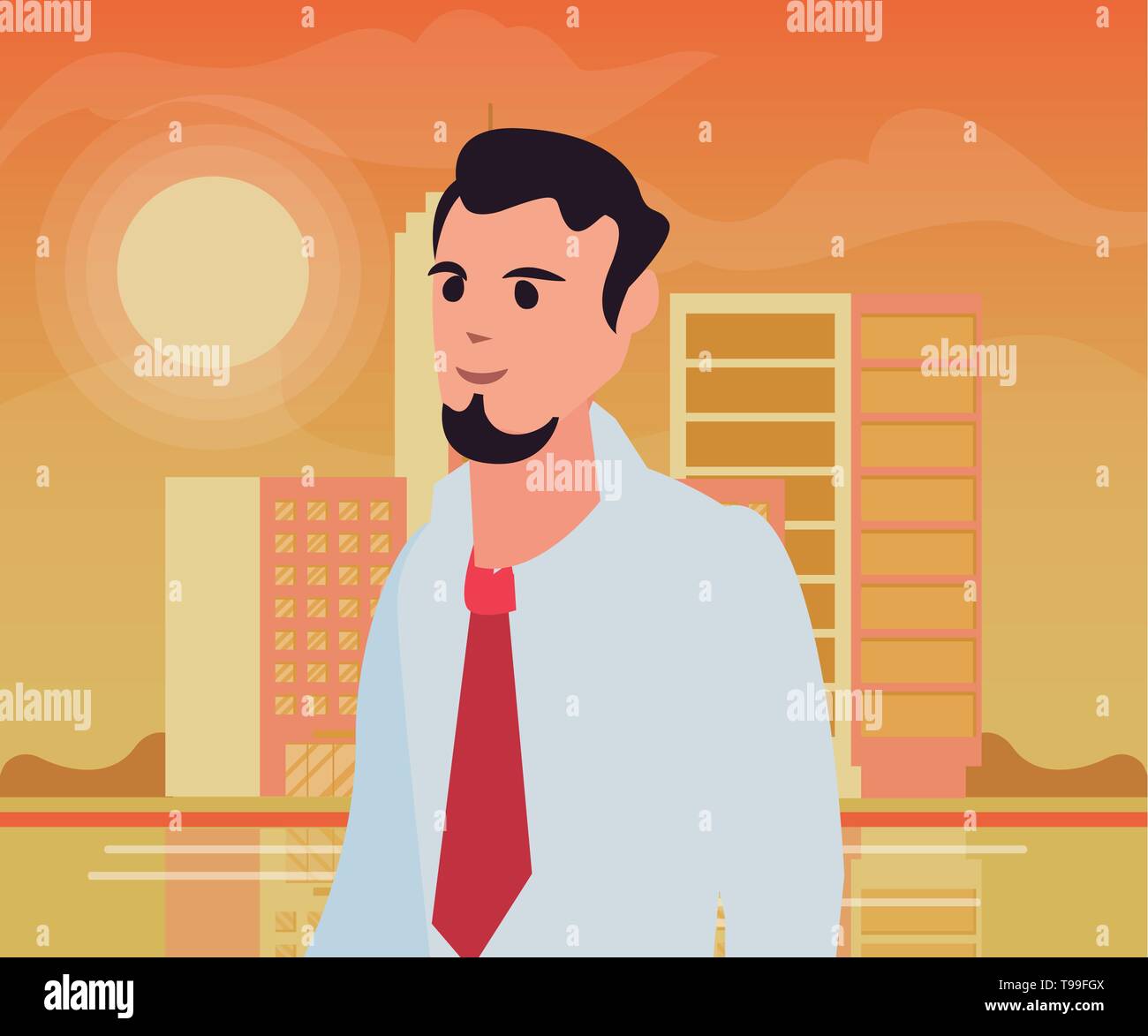 businessman portrait city street sky background vector illustration ...
