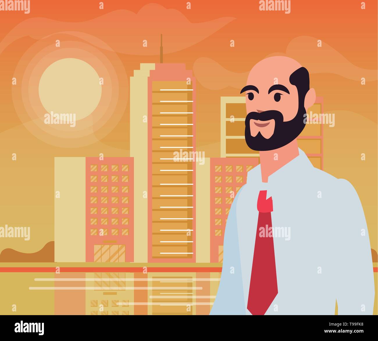 businessman portrait city street sky background vector illustration ...