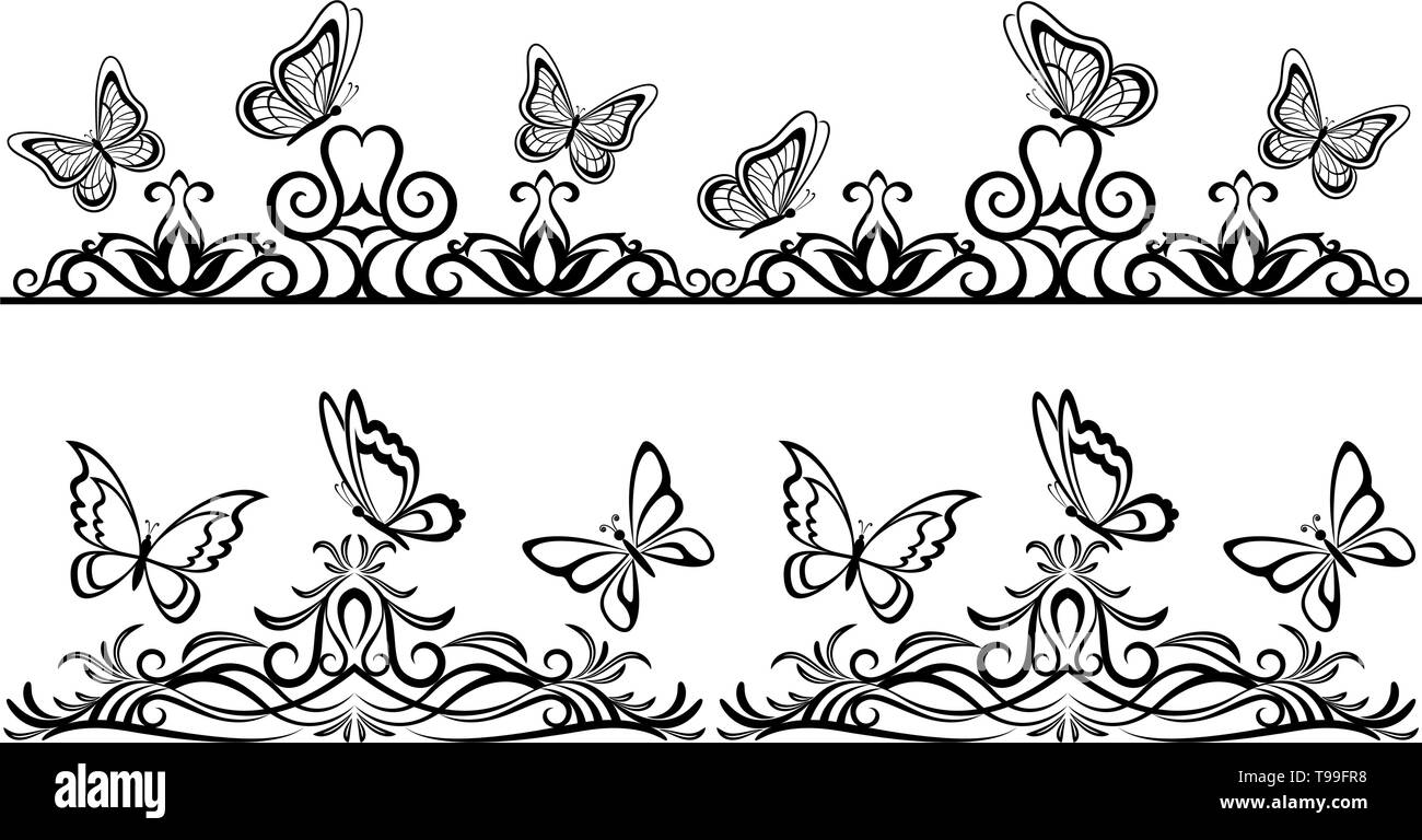 Butterfly Border Clip Art Black And White
