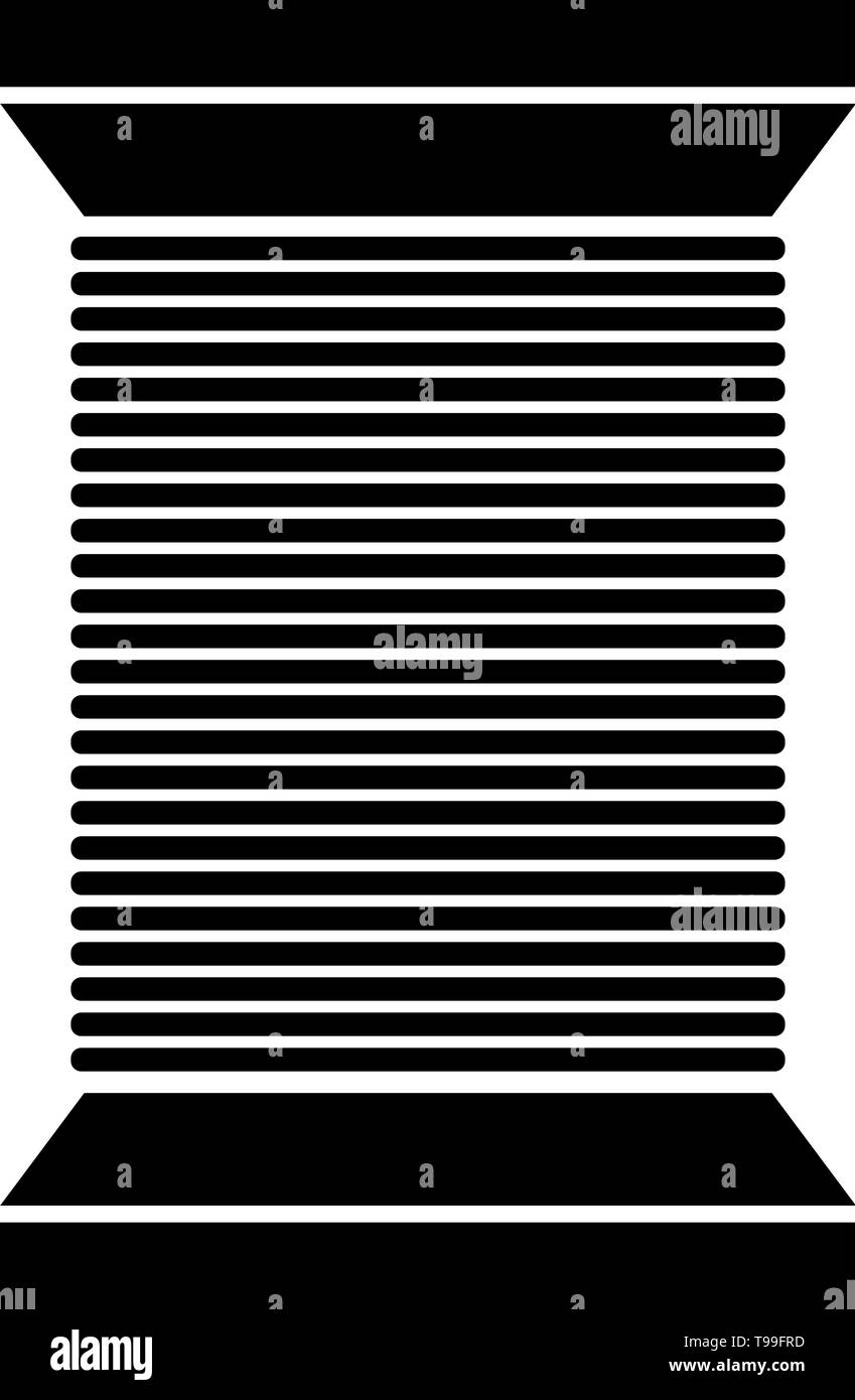 Black color tailor thread bobbin icon isolated.Vector illustraton. Stock Vector