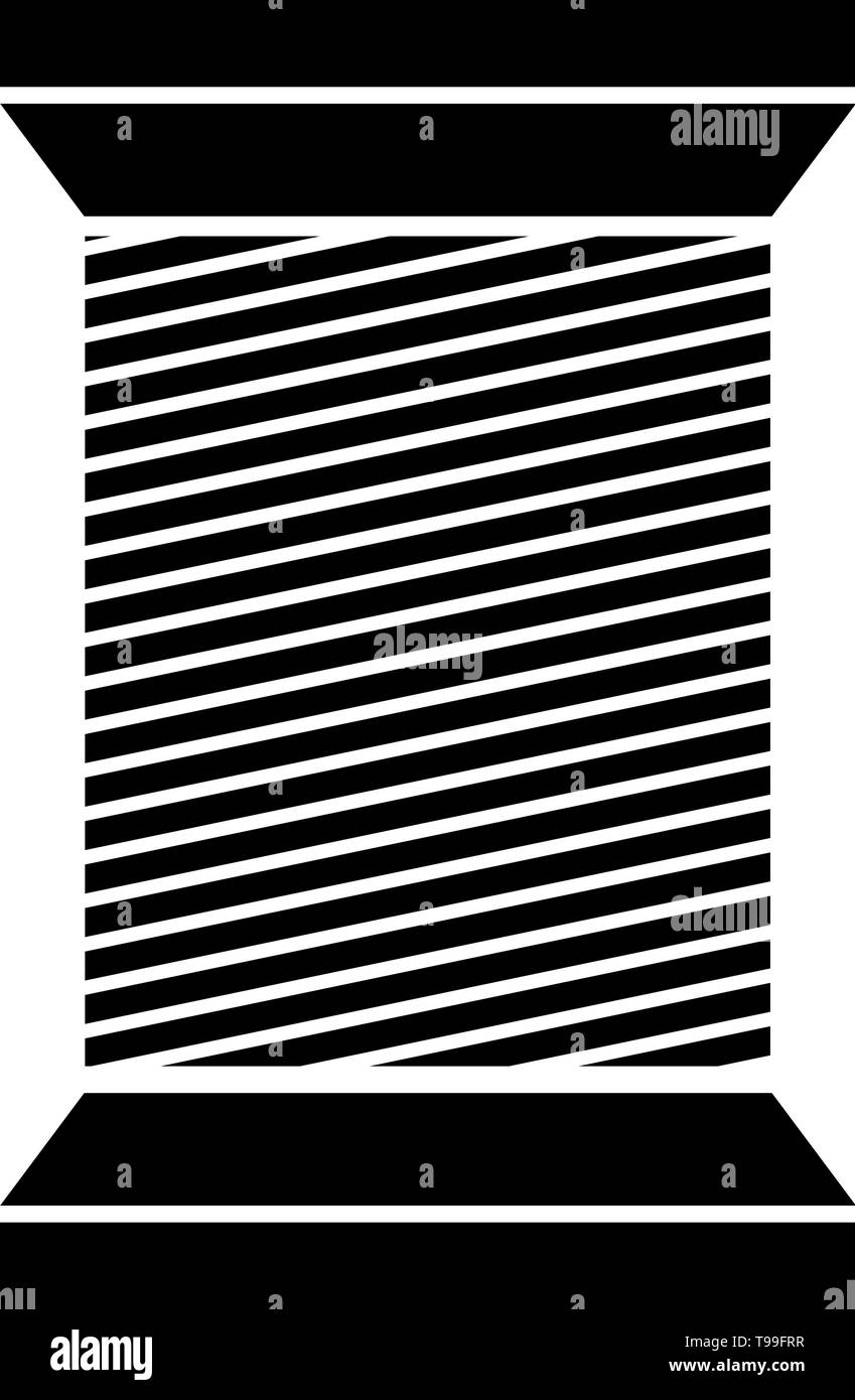 Black color tailor thread bobbin icon isolated.Vector illustraton. Stock Vector