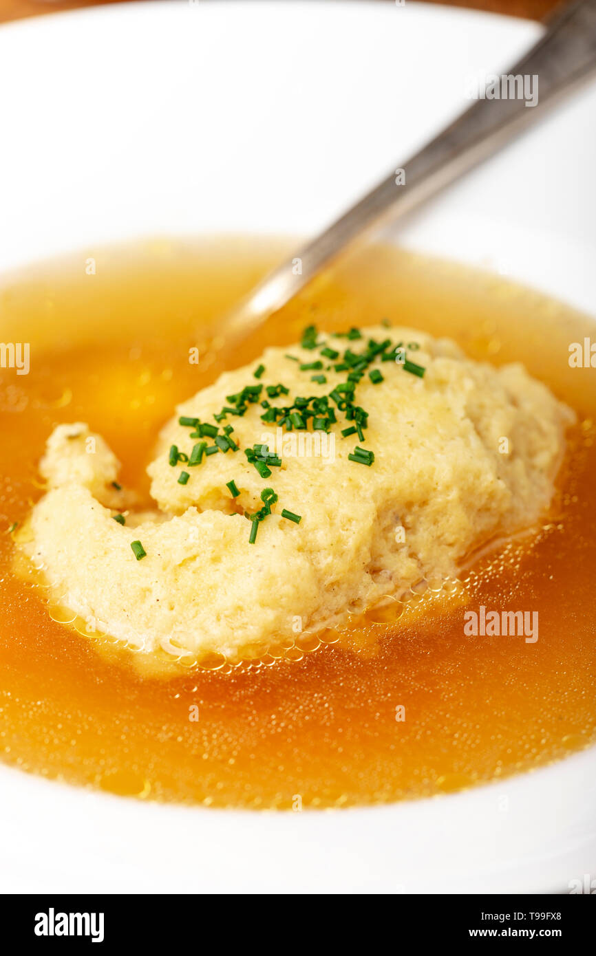 bavarian semiola dumplings in broth Stock Photo Alamy