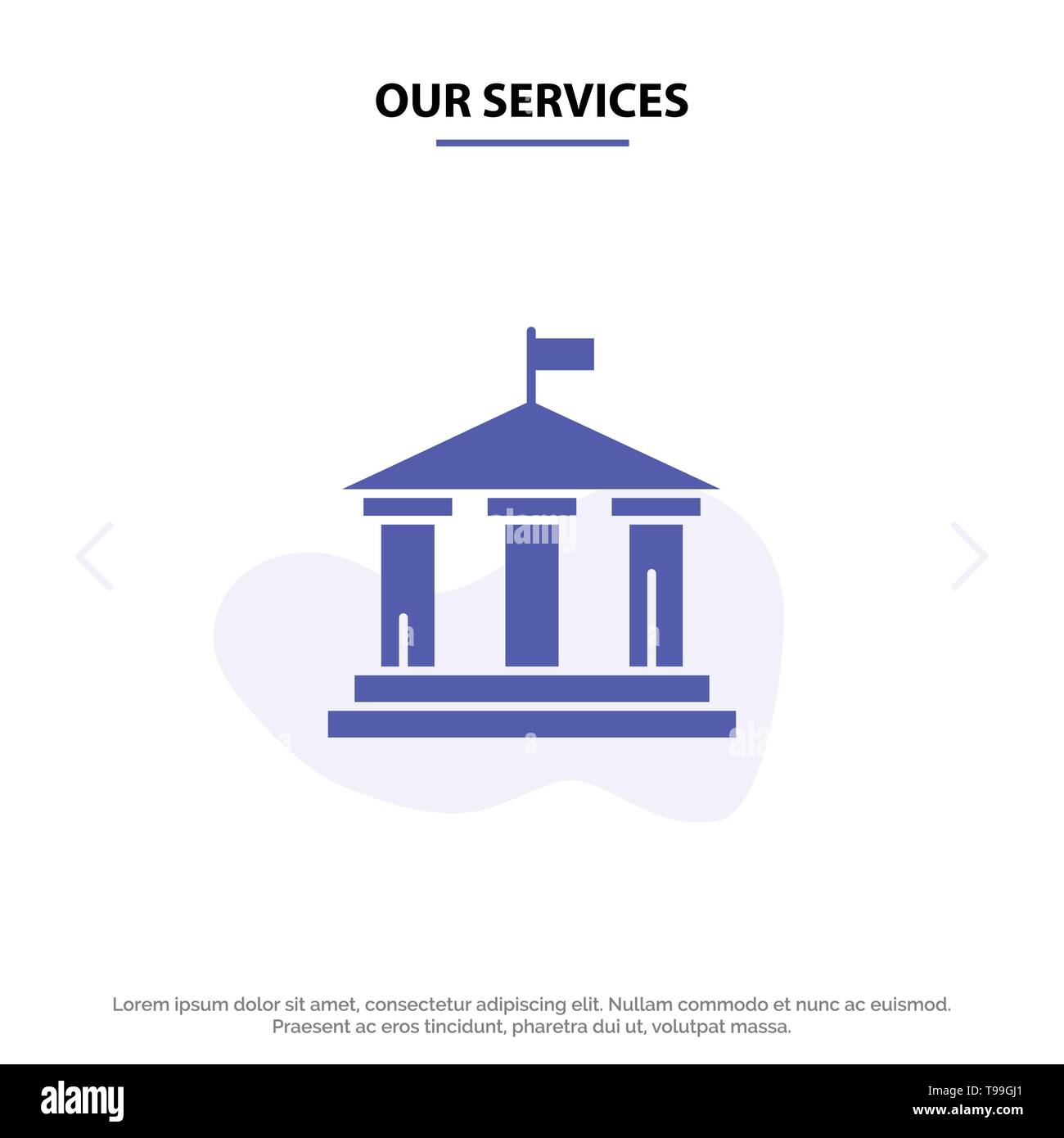 Our Services Bank Flag American Usa Solid Glyph Icon Web Card 