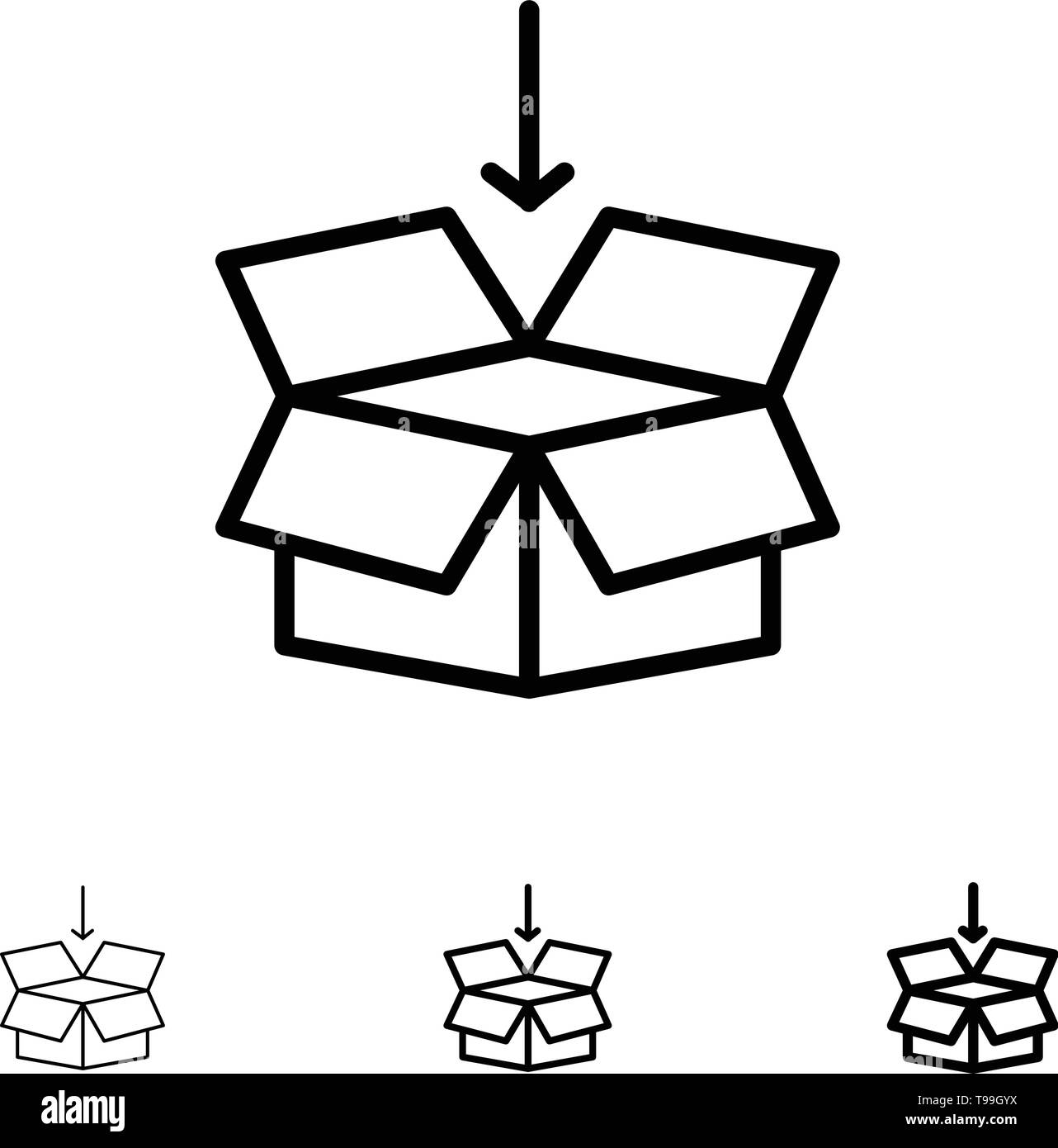 Box Arrow Shipping Education Bold And Thin Black Line Icon Set Stock Vector Image Art Alamy