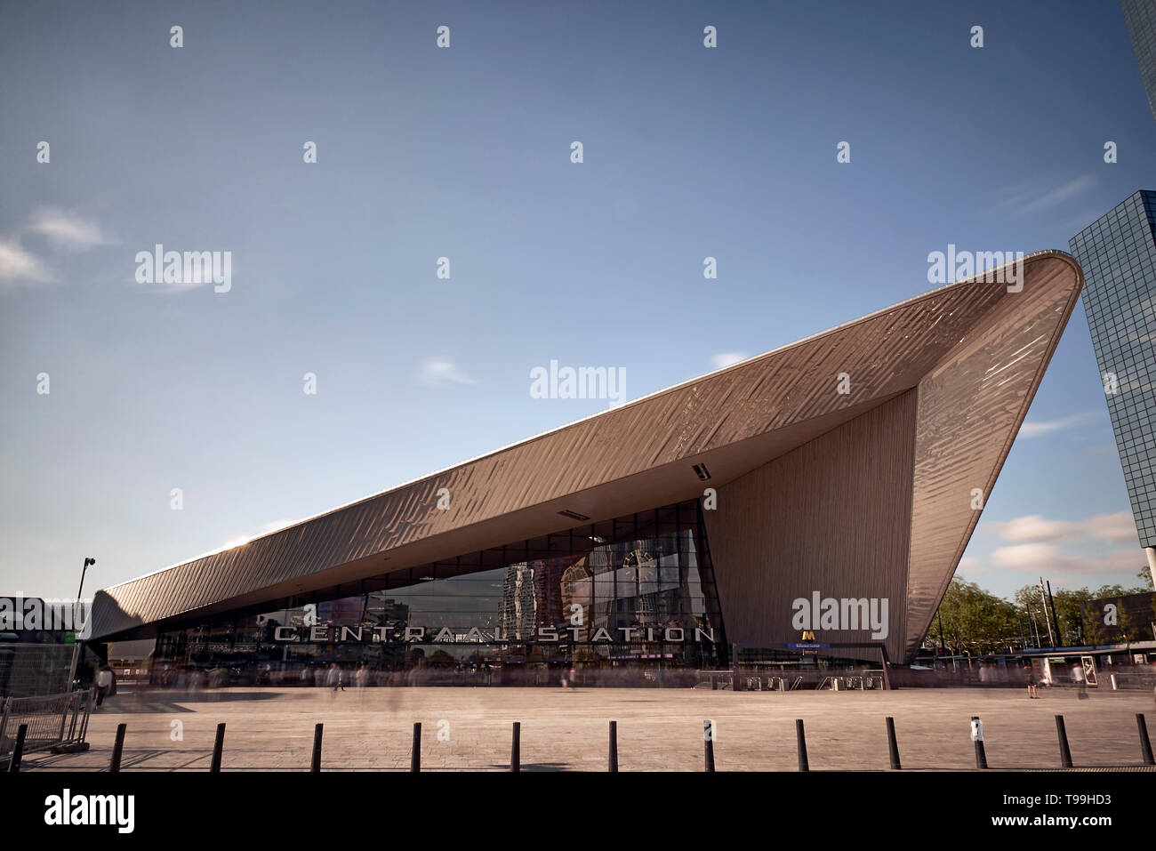 Amazing image of the new central train station in the city centre of Rotterdam Stock Photo