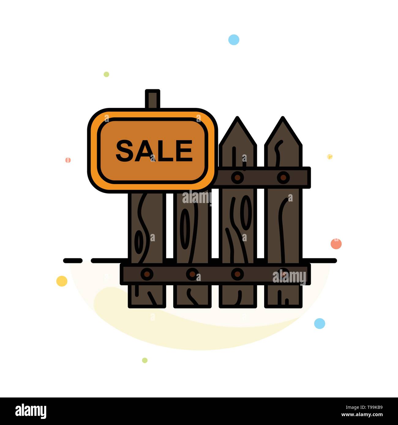 Fence, Wood, Realty, Sale, Garden, House Abstract Flat Color Icon Template Stock Vector