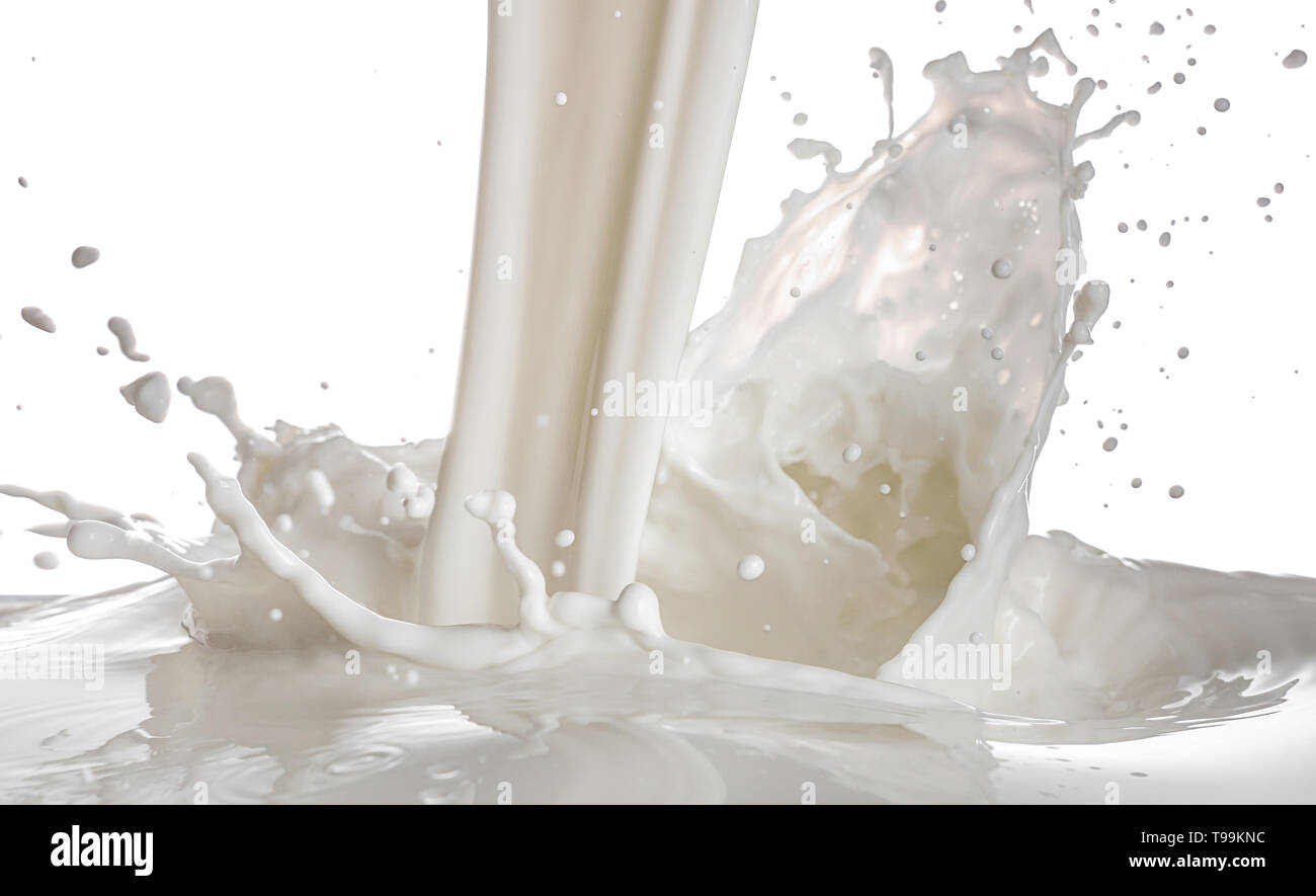 Splash of milk on white background Stock Photo - Alamy
