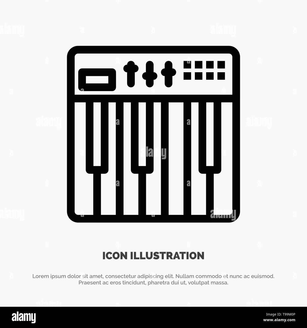 Controller, Hardware, Keyboard, Midi, Music Line Icon Vector Stock