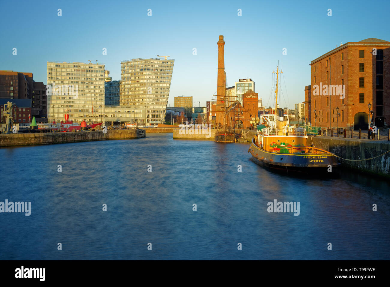 UK,Liverpool,Canning Dock and Buildings Stock Photo
