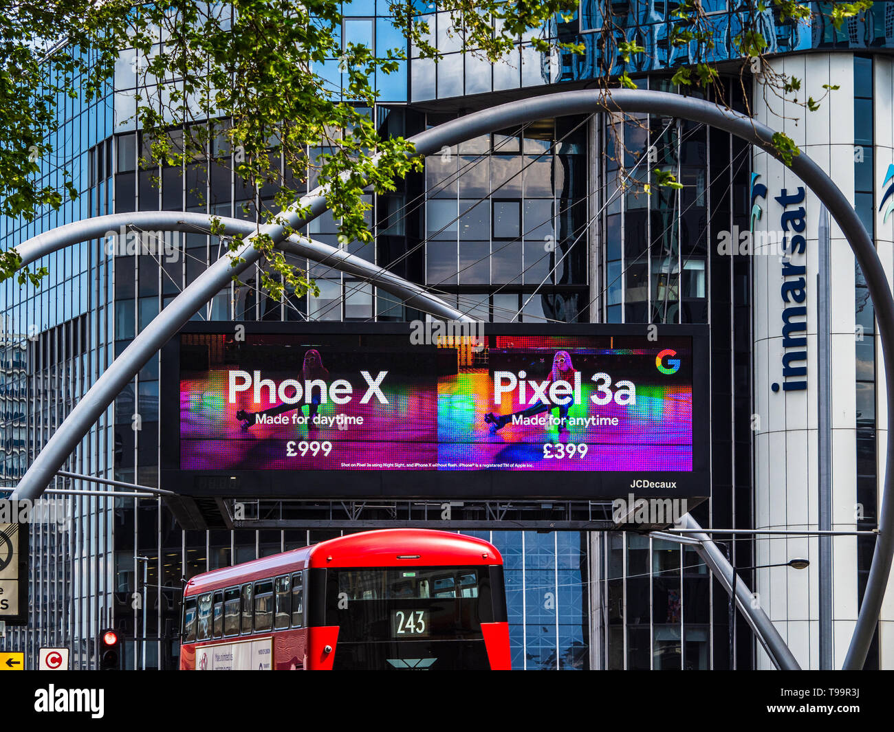 Silicon Roundabout or Old Street Roundabout including the Inmarsat Headquarters. The heart of London's tech hub & fintech area in east London. Stock Photo
