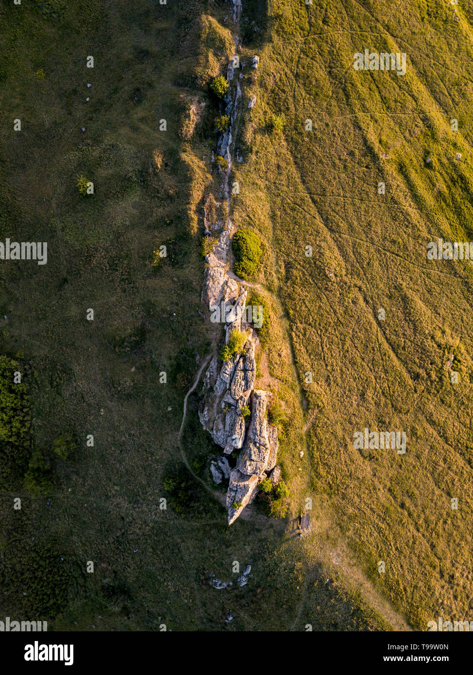 An aerial view of a landmark stone, the Hölzlstein, near Eisenstadt in Burgenland, Austria Stock Photo