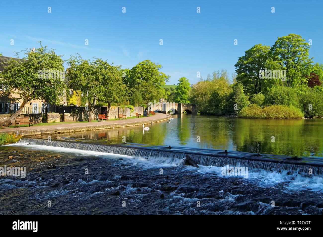 Weir on the River Wye at Bakewell,Derbyshire,Peak District Stock Photo Alamy