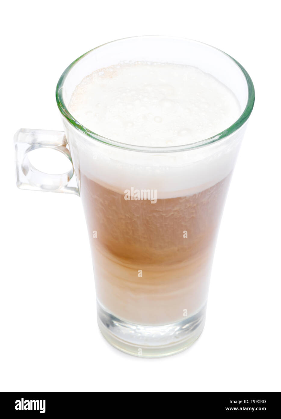 glass of fresh atte coffee isolated on white background with clipping ...