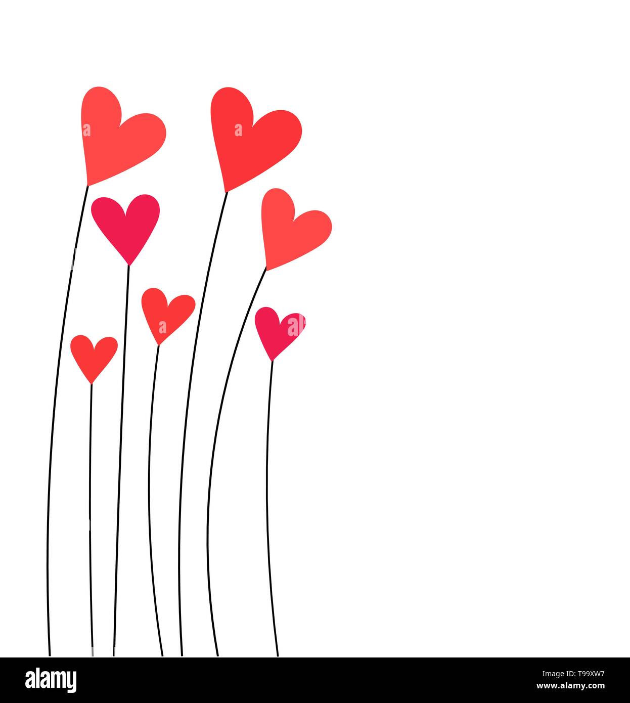 Cute red hearts Valentine's Day card illustration Stock Vector Image ...