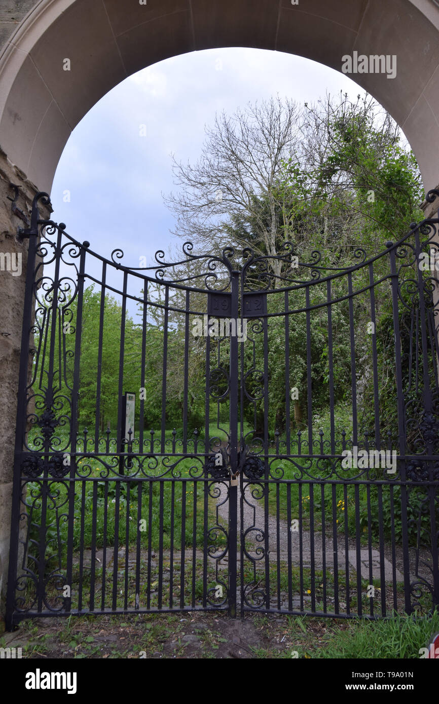 iron, gates arch, archway, wynnstay park, ruabon, wales, uk Stock Photo