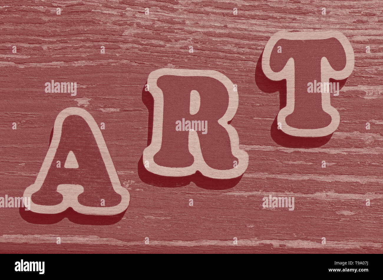 word art made of wooden letters on wooden board Stock Photo Alamy