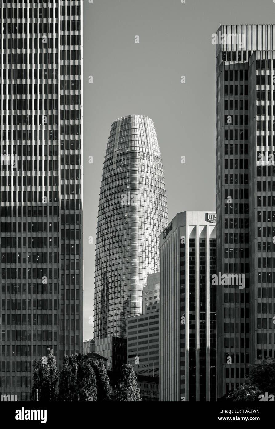 04-24-2019. United States of America. Salesforce Tower between other skyscrapers in San Francisco, California. Stock Photo