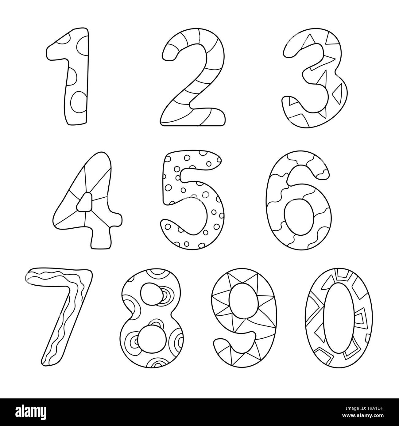 Friendly Outlined Cartoon Numbers Set. Counting, learn the numbers Stock  Vector Image & Art - Alamy