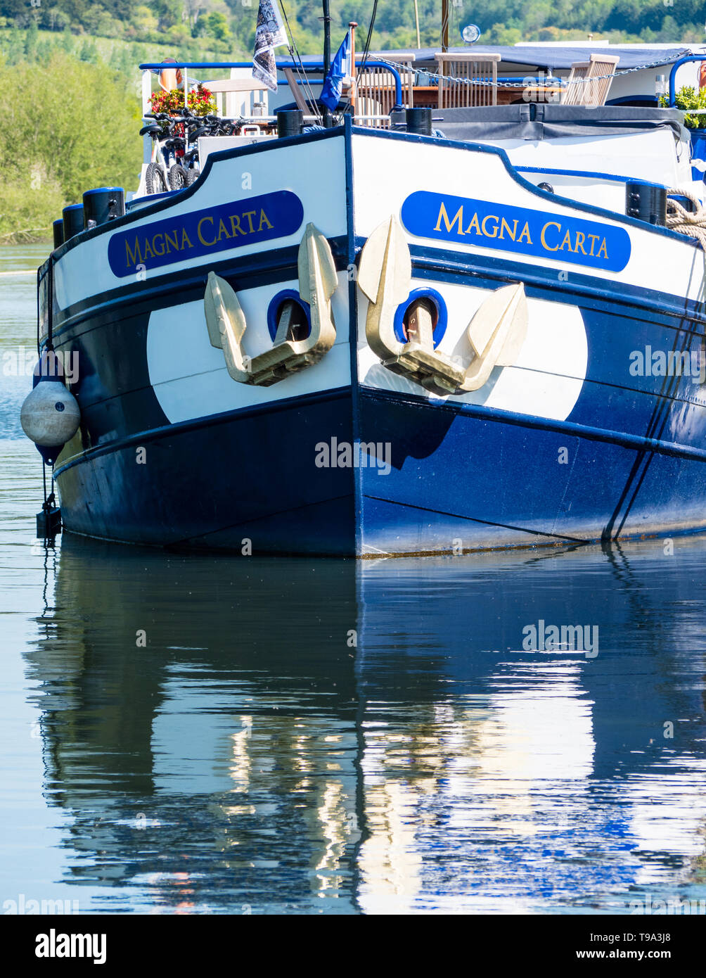 Magna Carta Boat, on River Thames, nr Henley-on-Thames, Oxfordshire, England, UK, GB. Stock Photo
