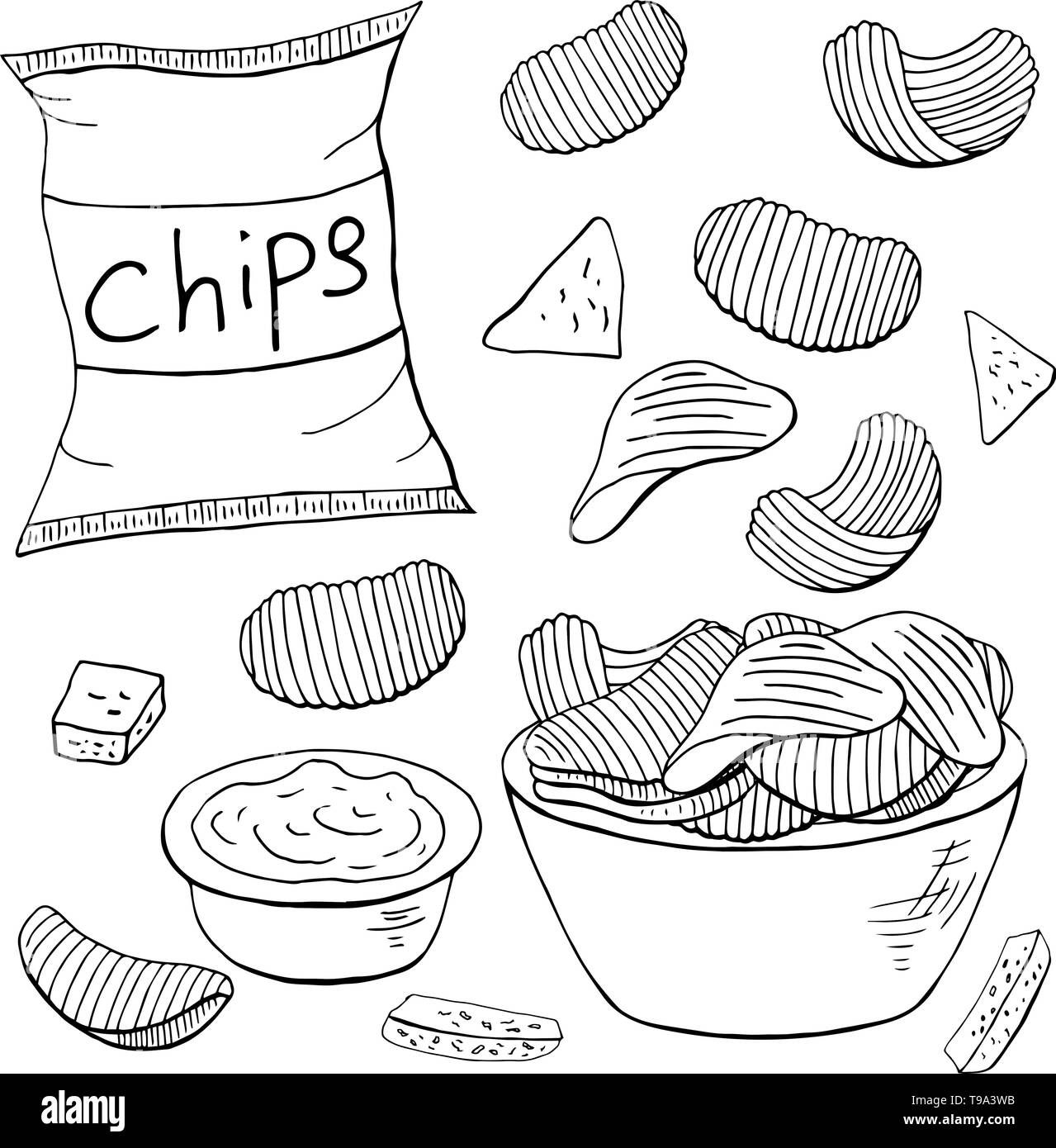 Potato chips Black and White Stock Photos & Images Alamy