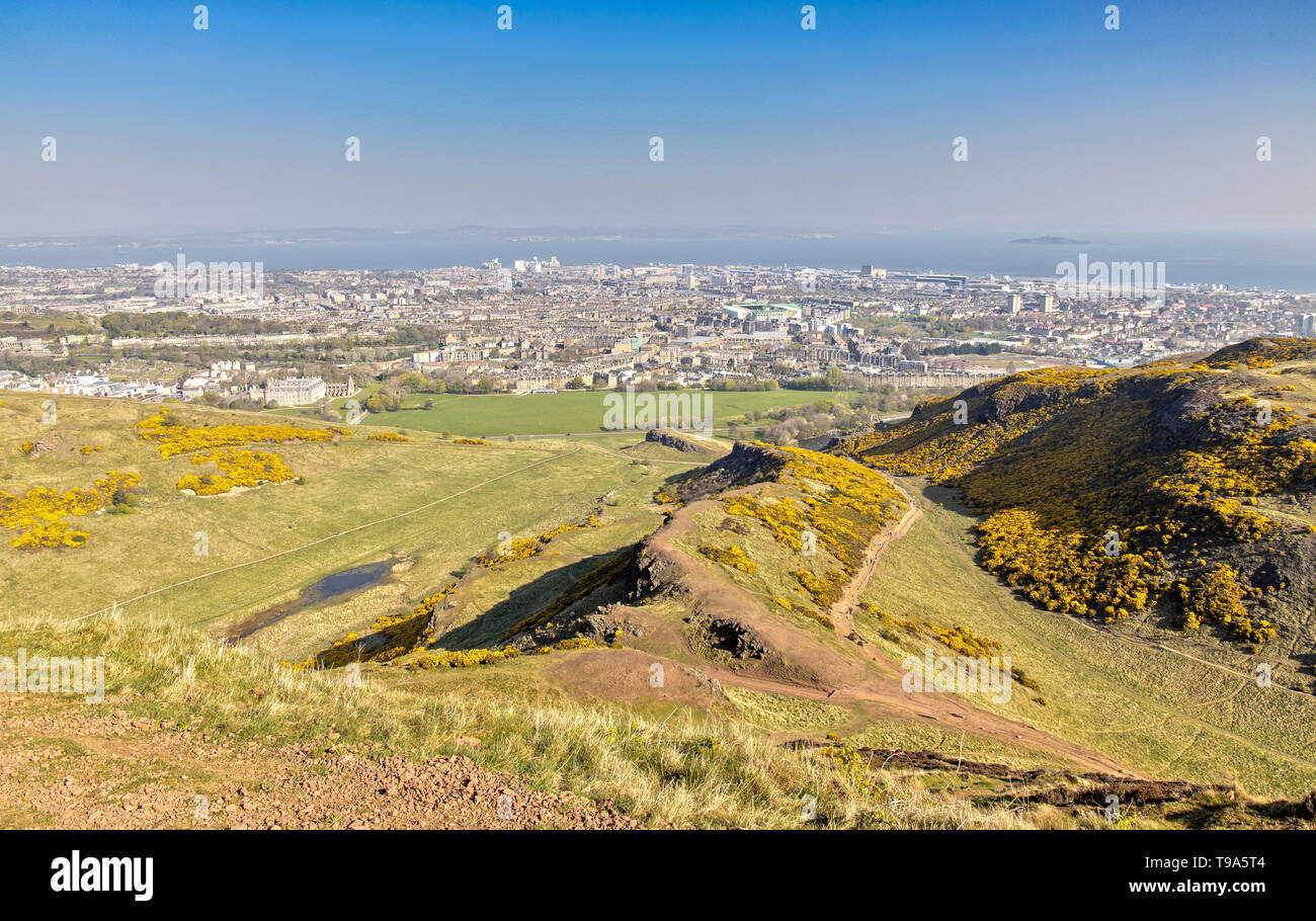 View from Arthur's Seat in Edinburgh , Scotland Stock Photo
