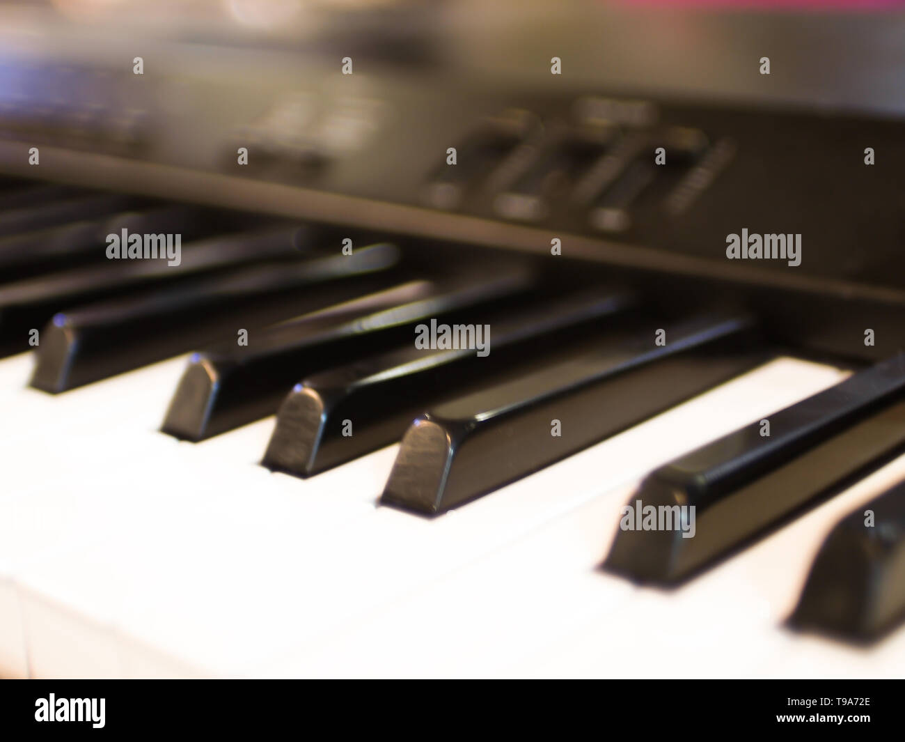 Closeup keyboard piano, musical instrument for rhythm sound abstract