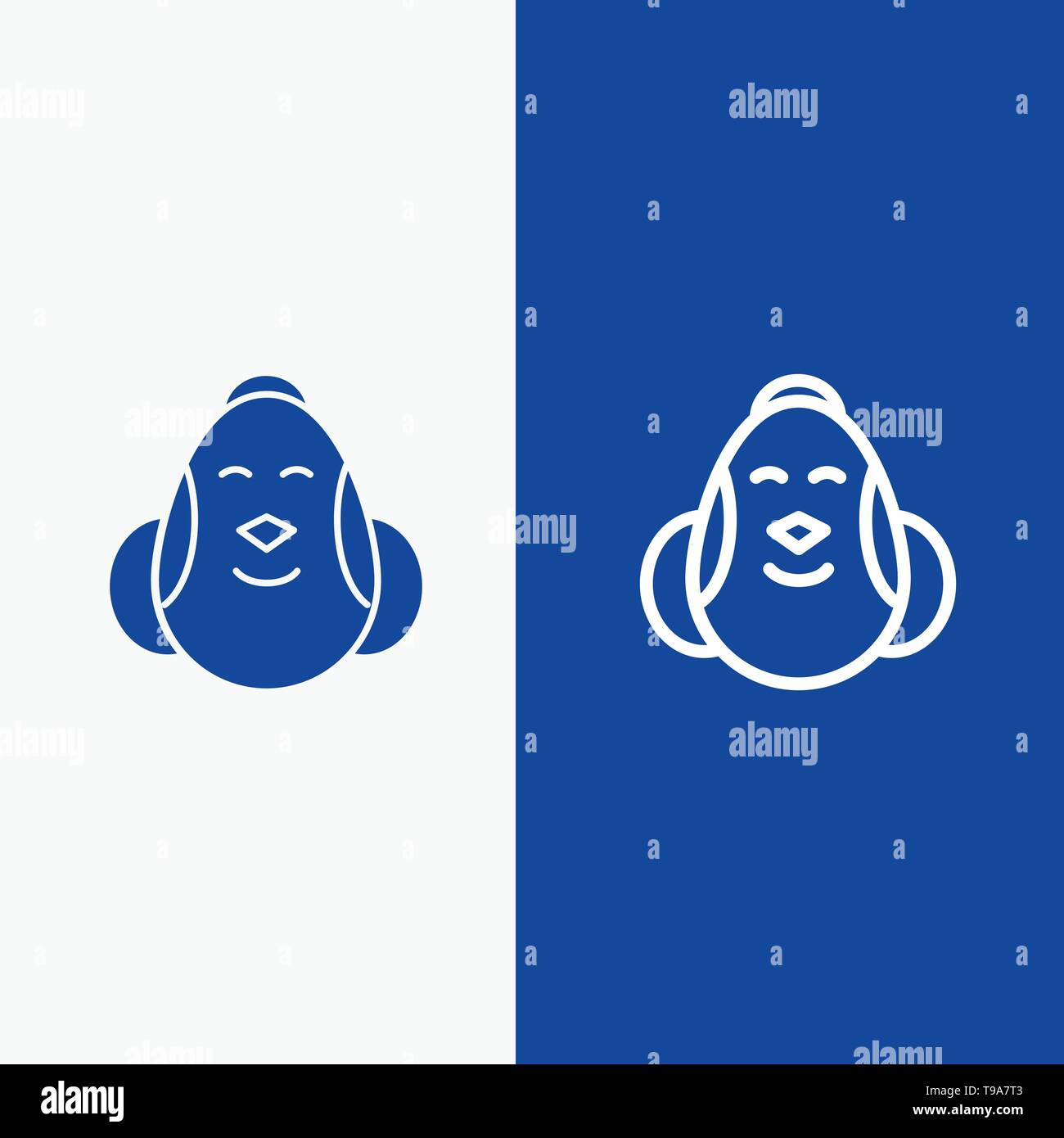 Egg Chicken Easter Baby Happy Line And Glyph Solid Icon Blue