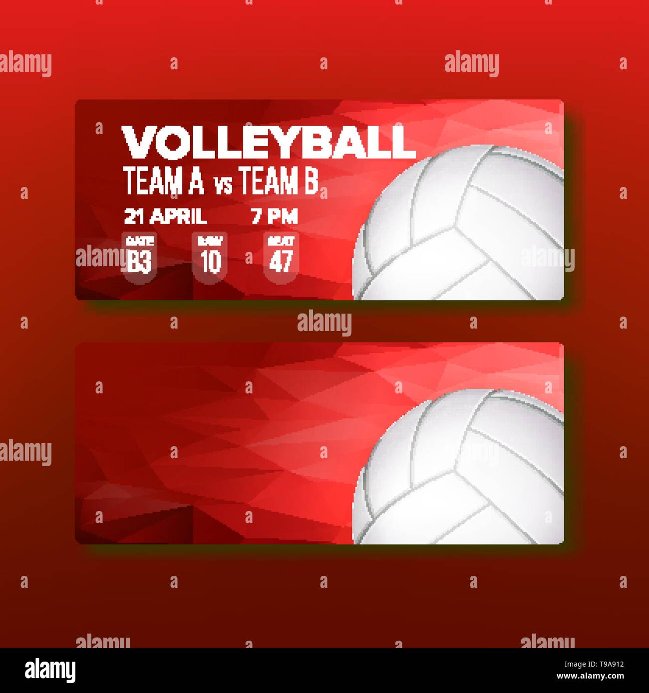 Red Coupon On Volleyball Game Template Vector Stock Vector Image &amp; Art ...