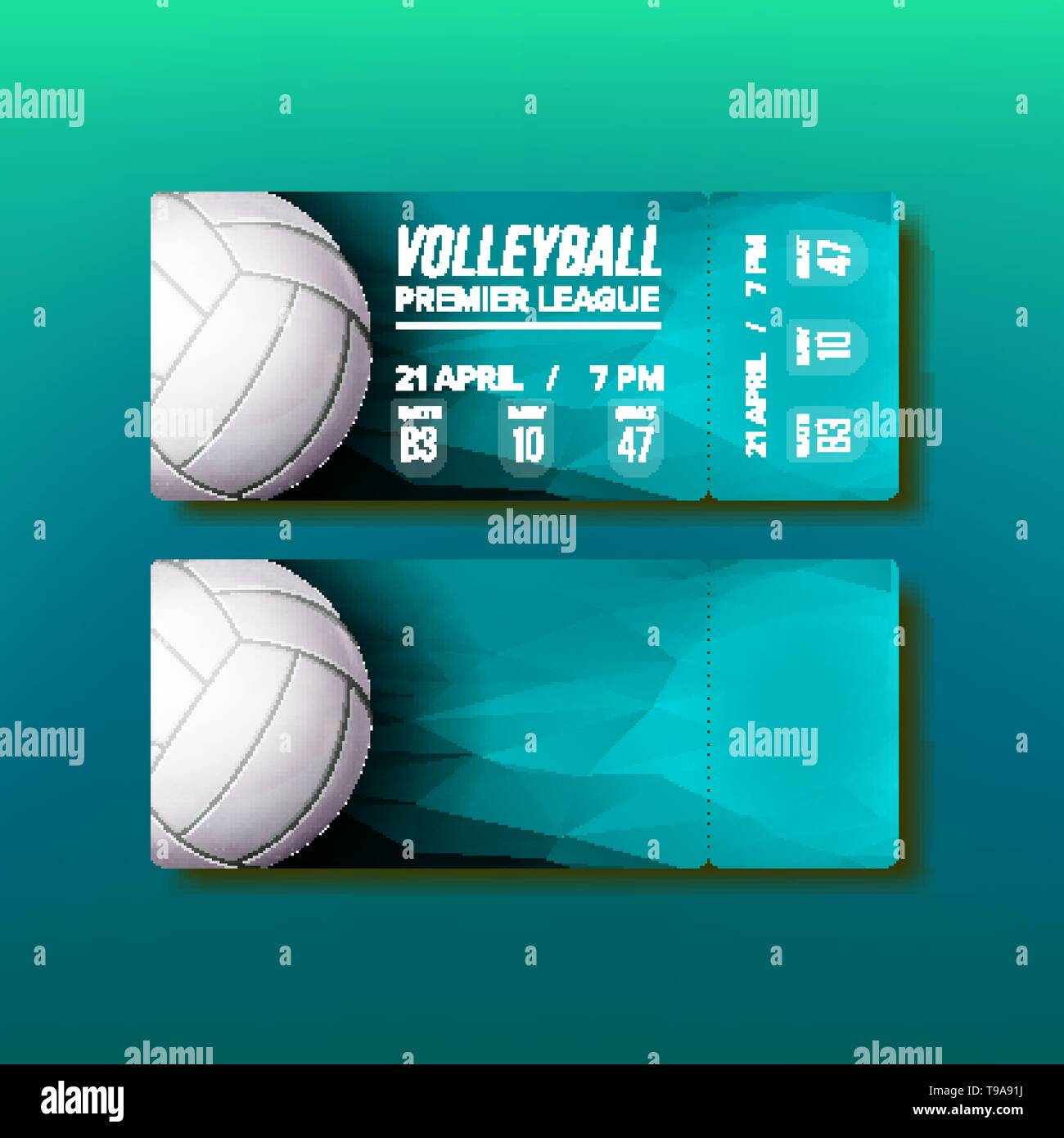 Ticket Tearoff Coupon On Volleyball Match Vector Stock Vector Image