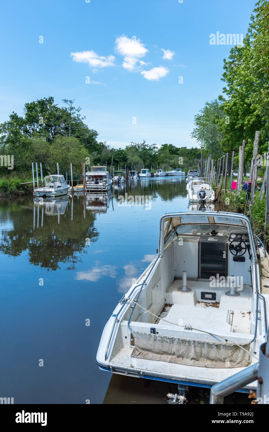 Biganos (Arcachon Bay, France), the fishing port on the river Leyre Stock Photo