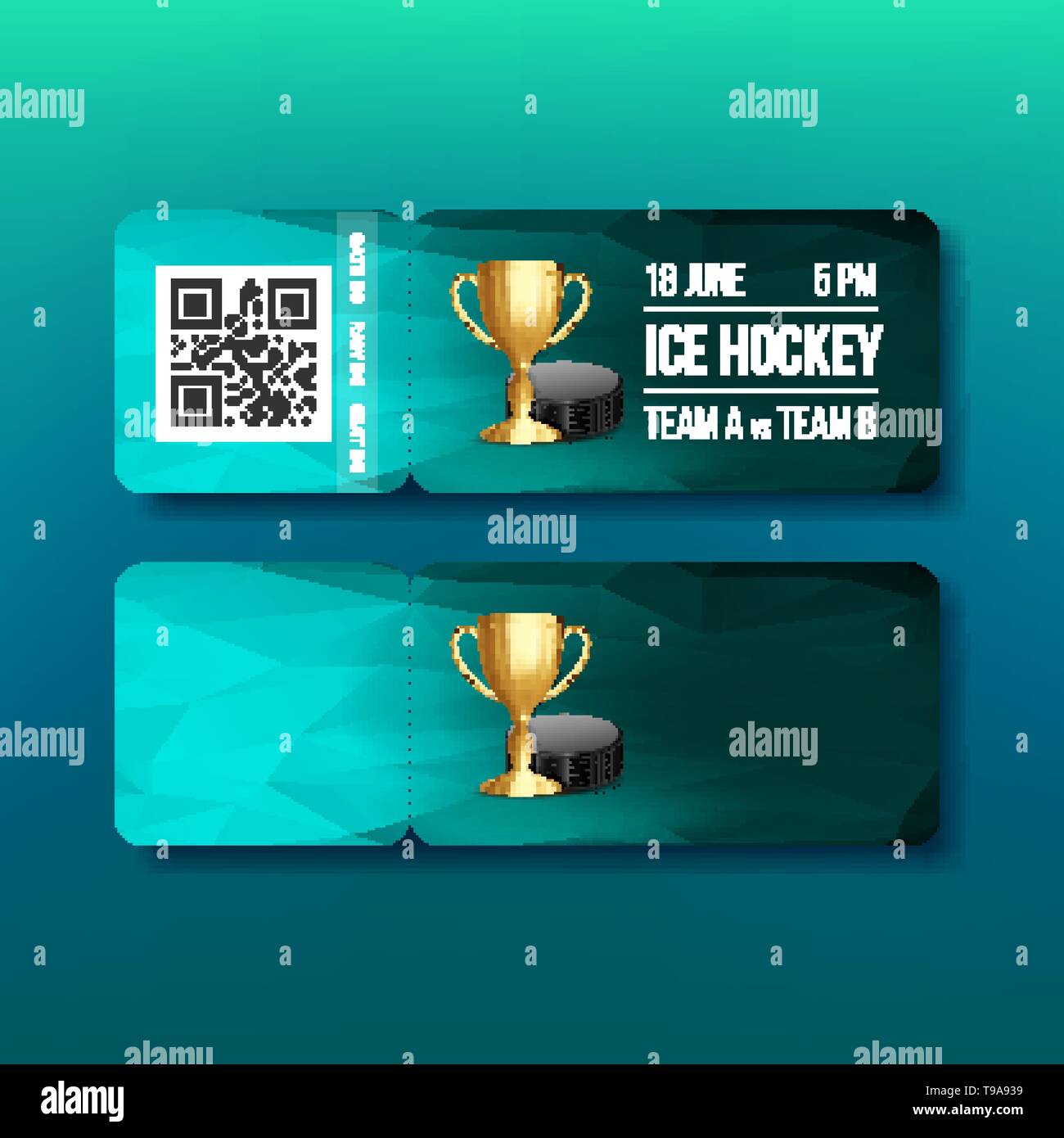 Ticket With Tearoff Coupon On Hockey Sport Vector Stock Vector Image